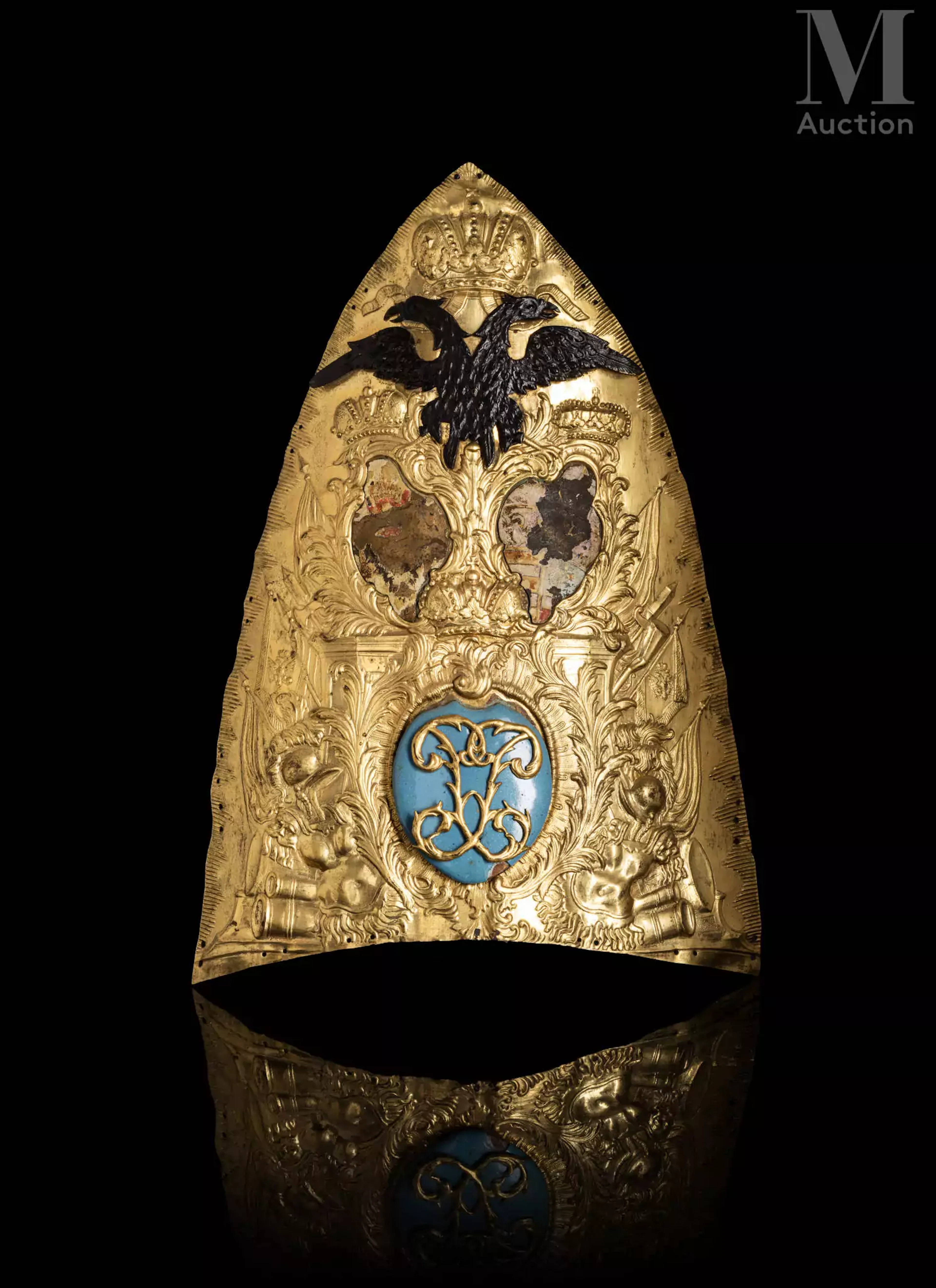 Rare plaque de mitre d’officier de grenadier du modèle 1762