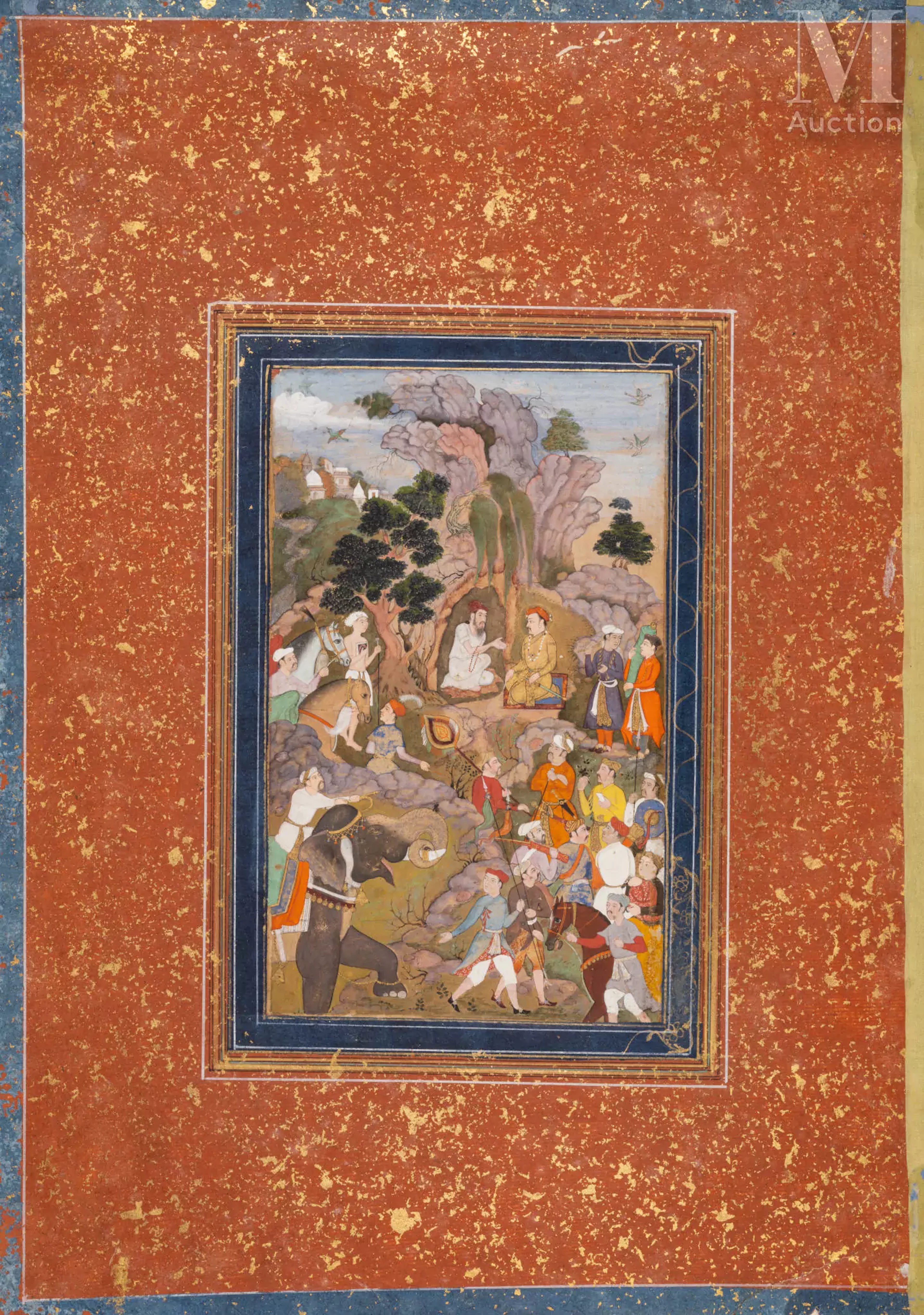 L’empereur Akbar rendant visite à un ascète lors d’une chasse Inde