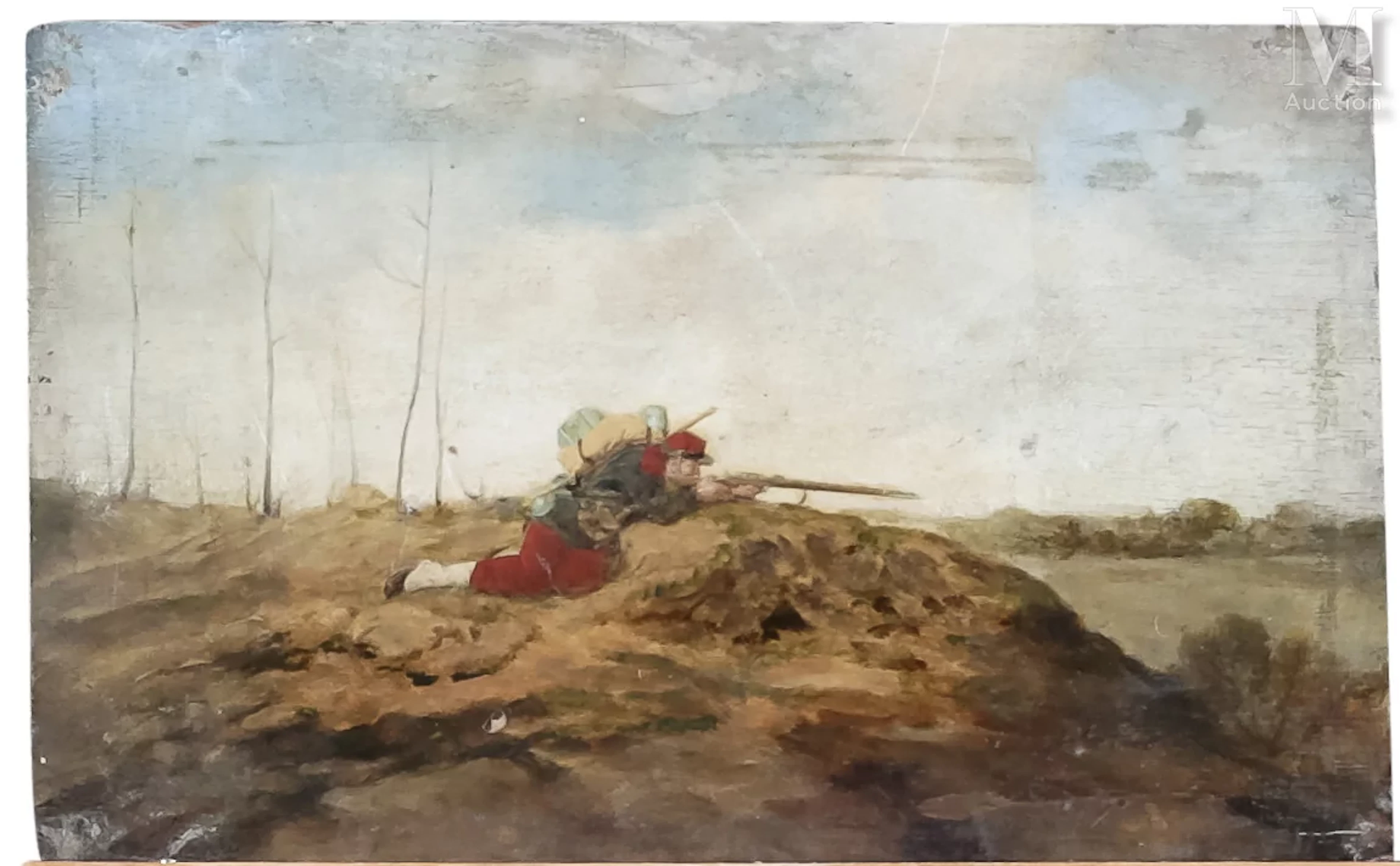 JOINT AU 45 - Ecole française du XIX° siècle Soldat en position de tir