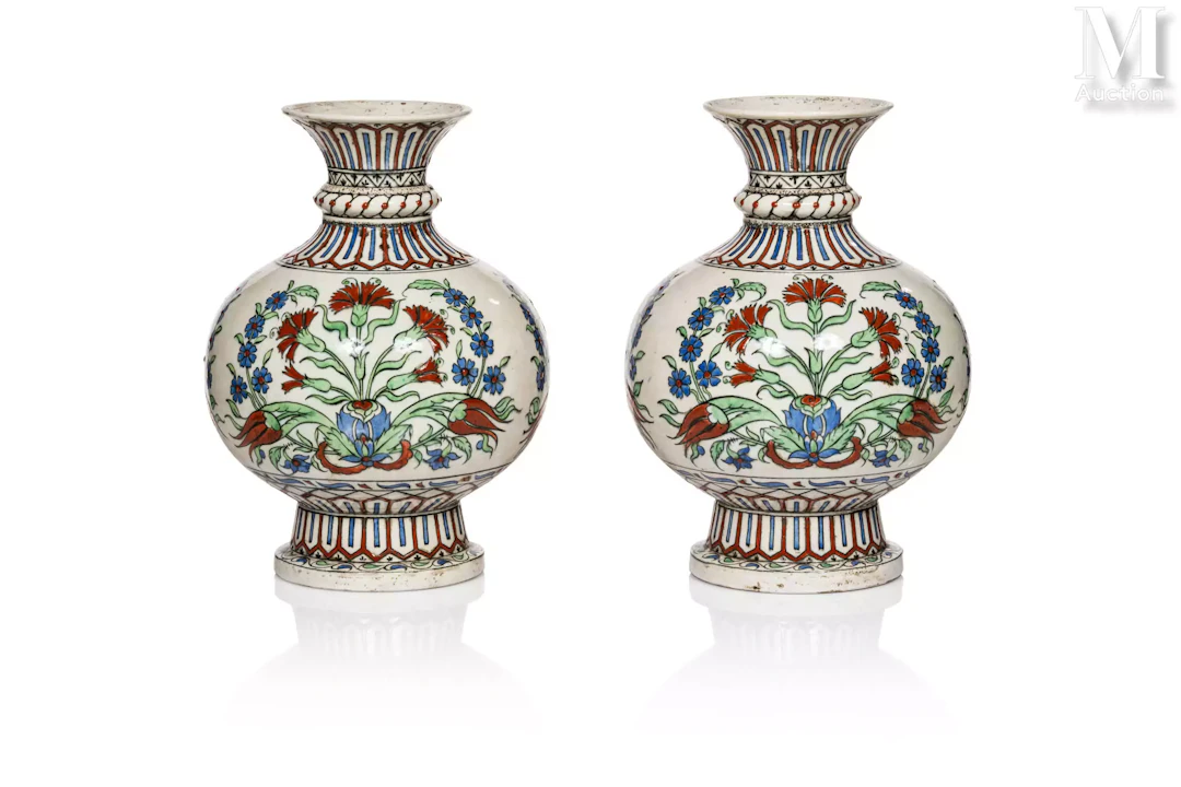 SAMSON Edmé & Cie (1845-1969) Paire de vases dits « à l’Iznik »