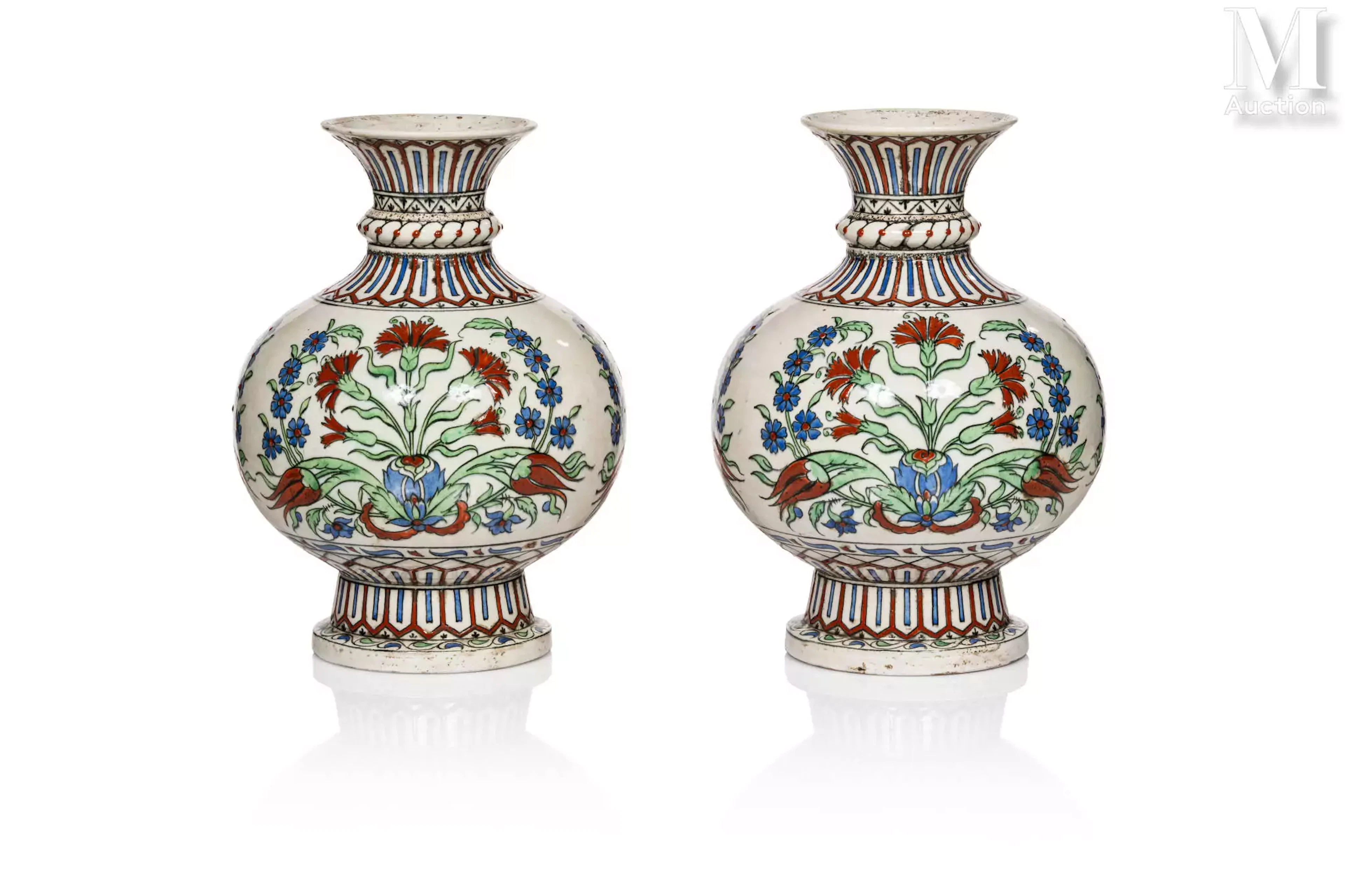 SAMSON Edmé & Cie (1845-1969) Paire de vases dits « à l’Iznik »