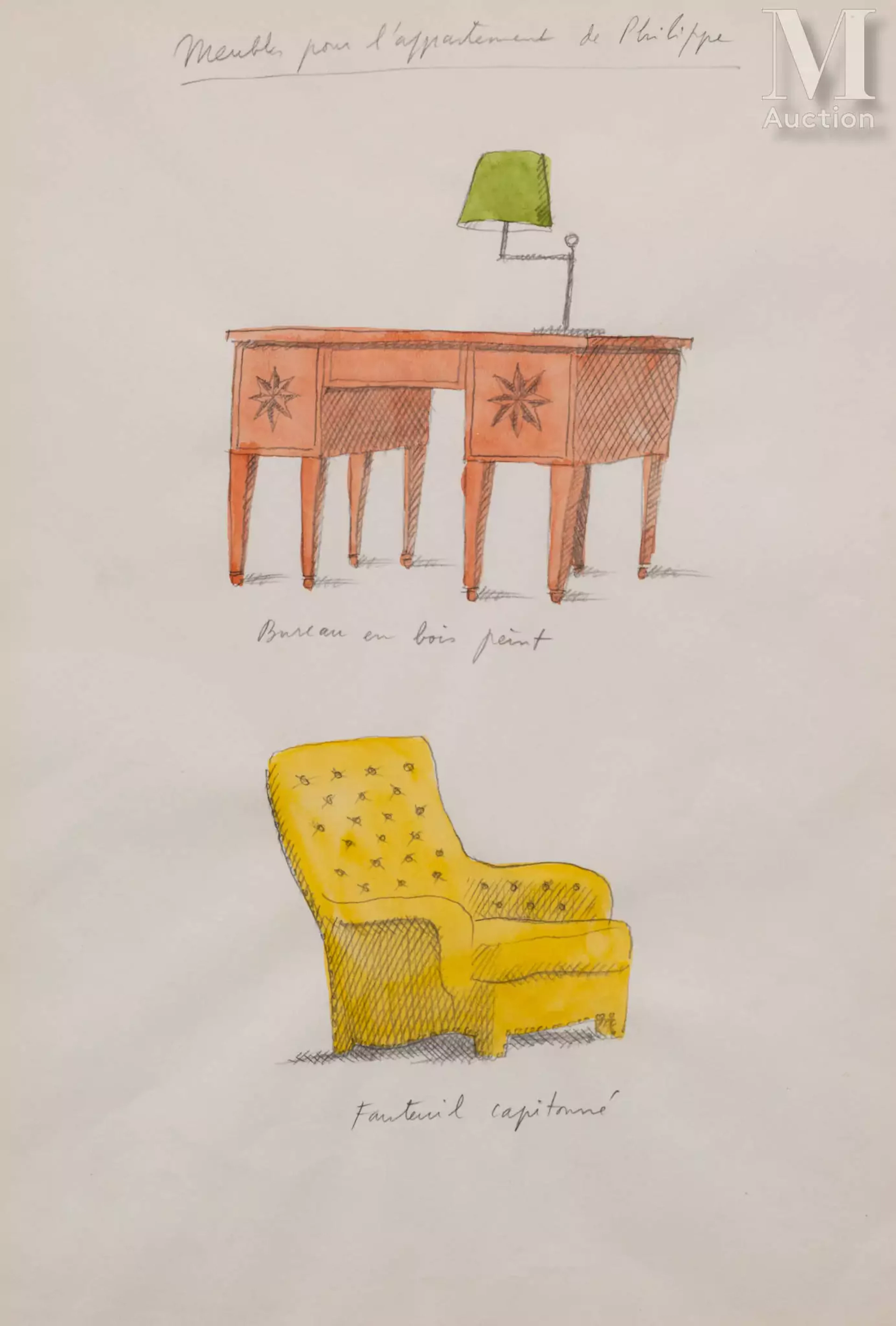 Ⓟ Pierre LE-TAN (1950-2019) "Meubles pour l'appartement de Philippe