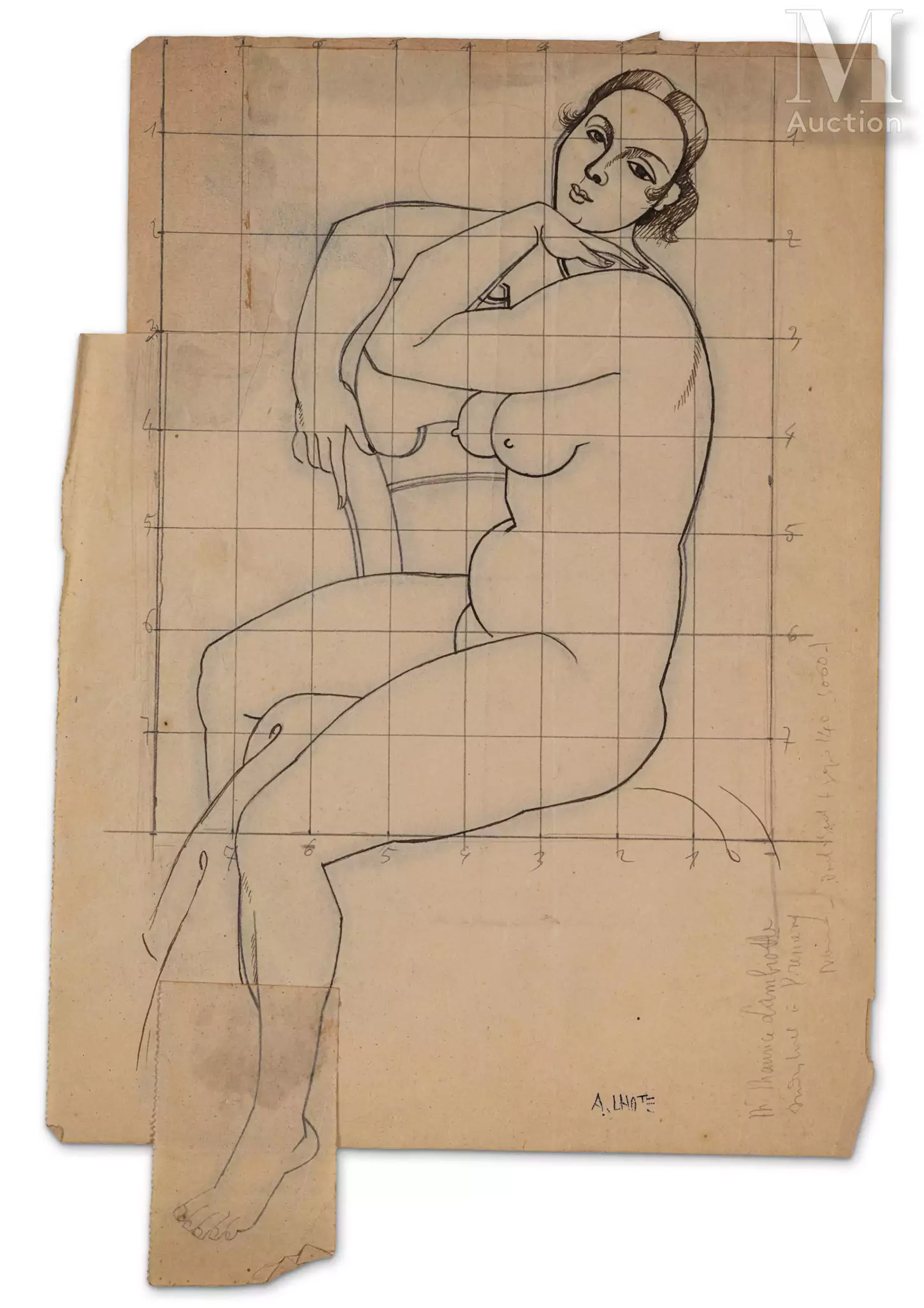 André LHOTE (Bordeaux 1885-Paris 1962) Nu assis ou Portrait de Marguerite