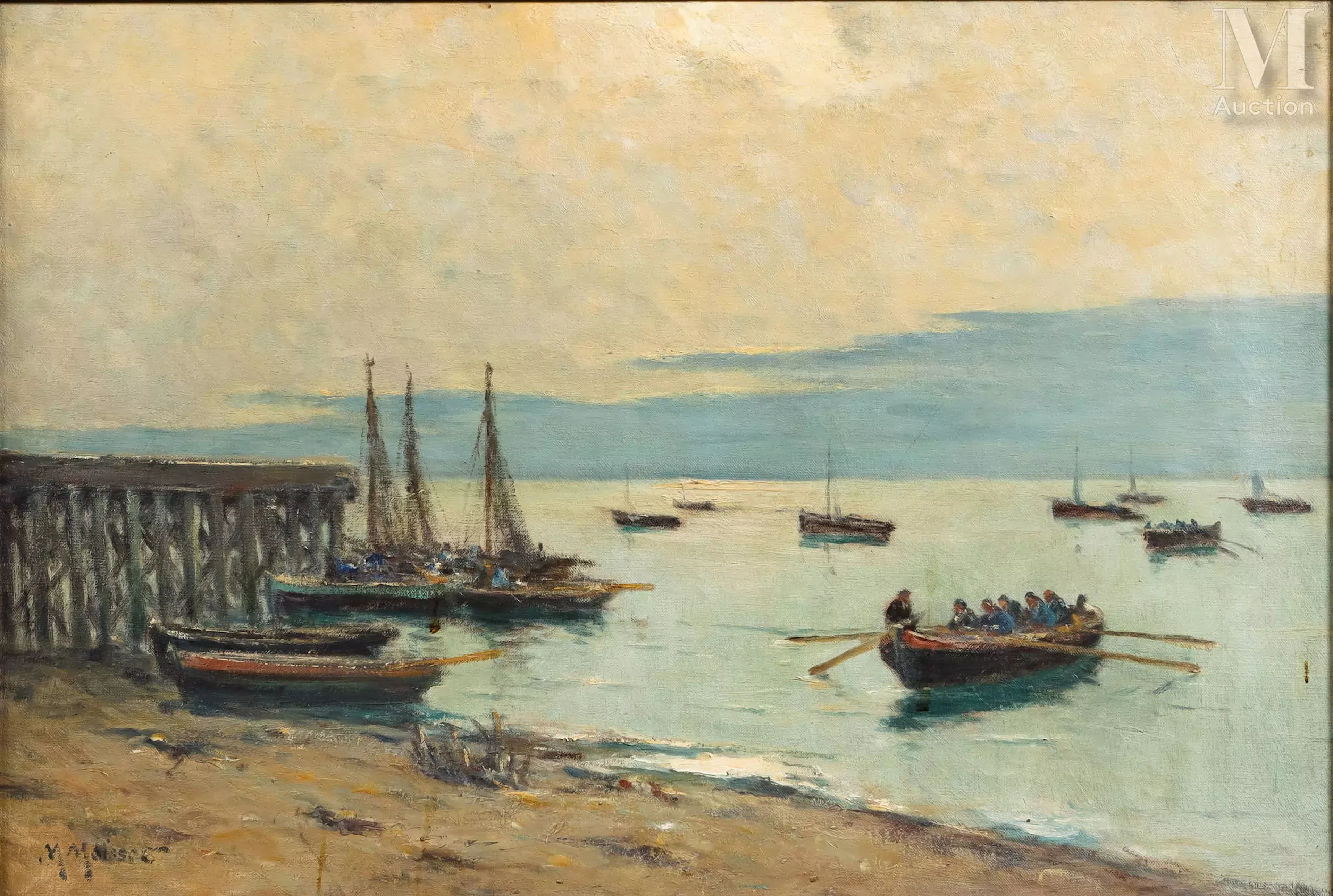 Maurice MOISSET (1860-1946) Le débarquement