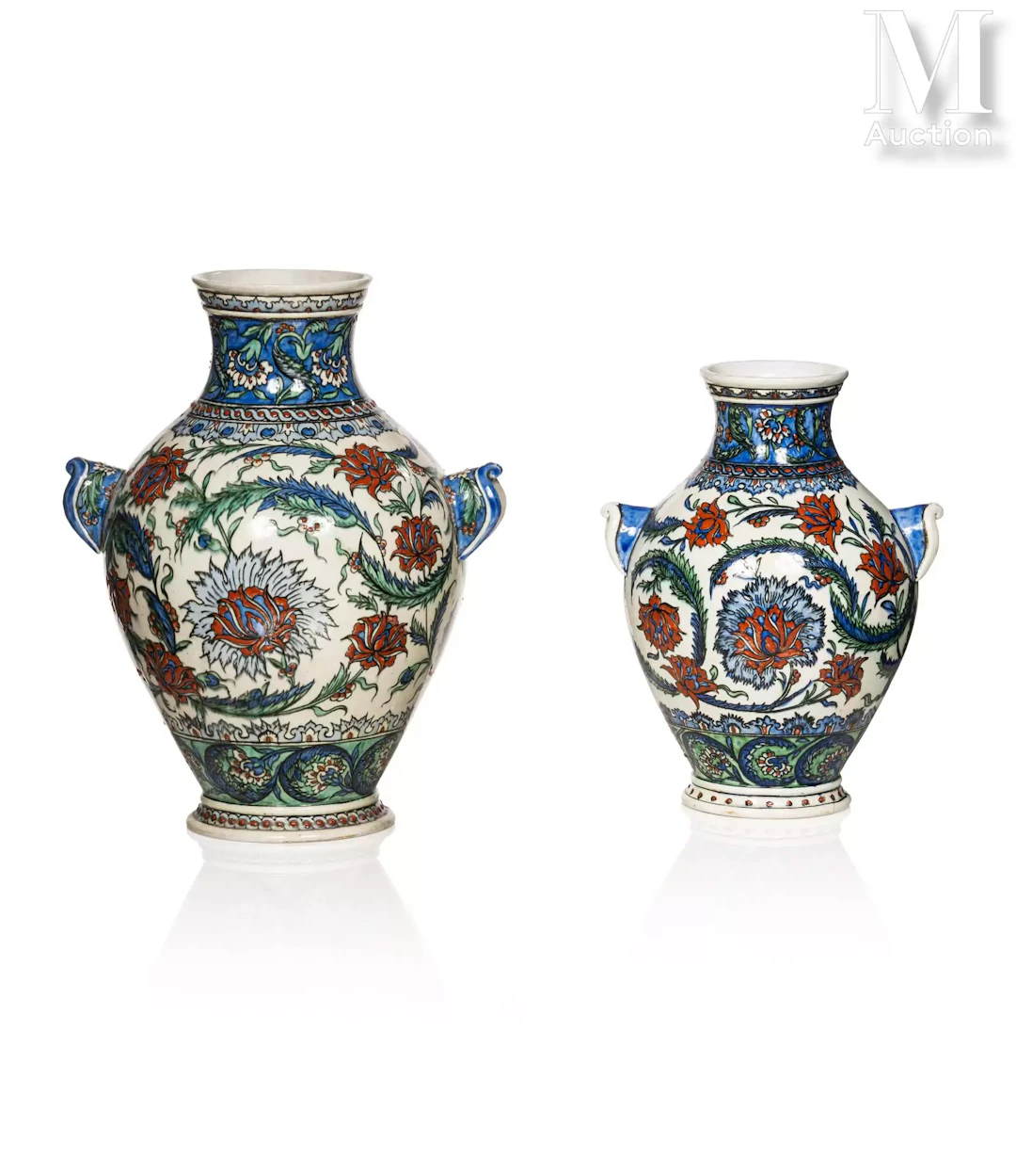 SAMSON Edmé & Cie (1845-1969) Deux vases d'après Iznik