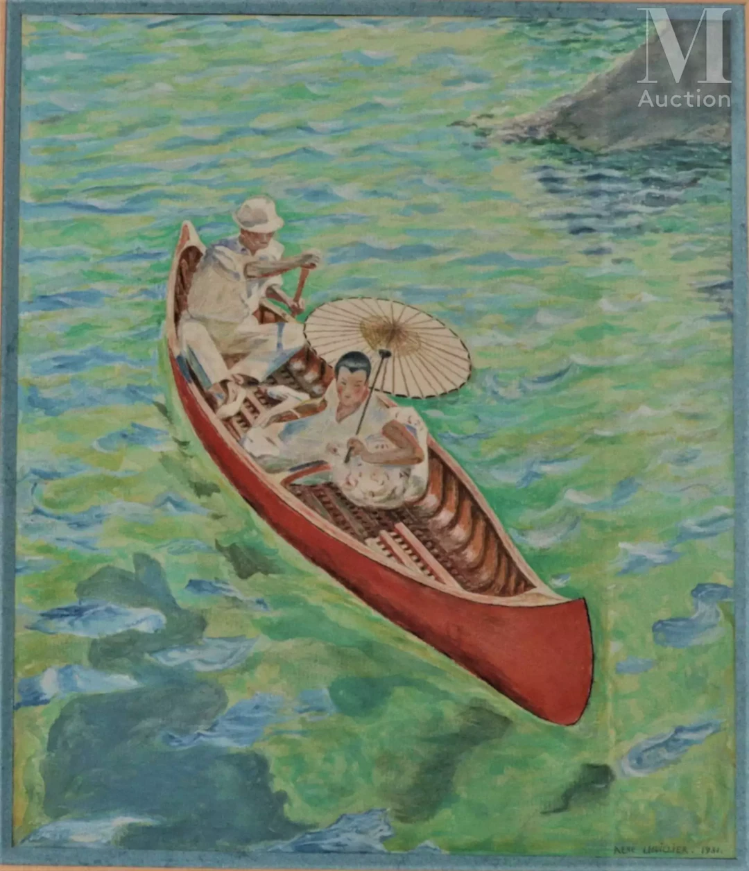 René LHUILLIER (XXe siècle) "Sur la rivière", 1931