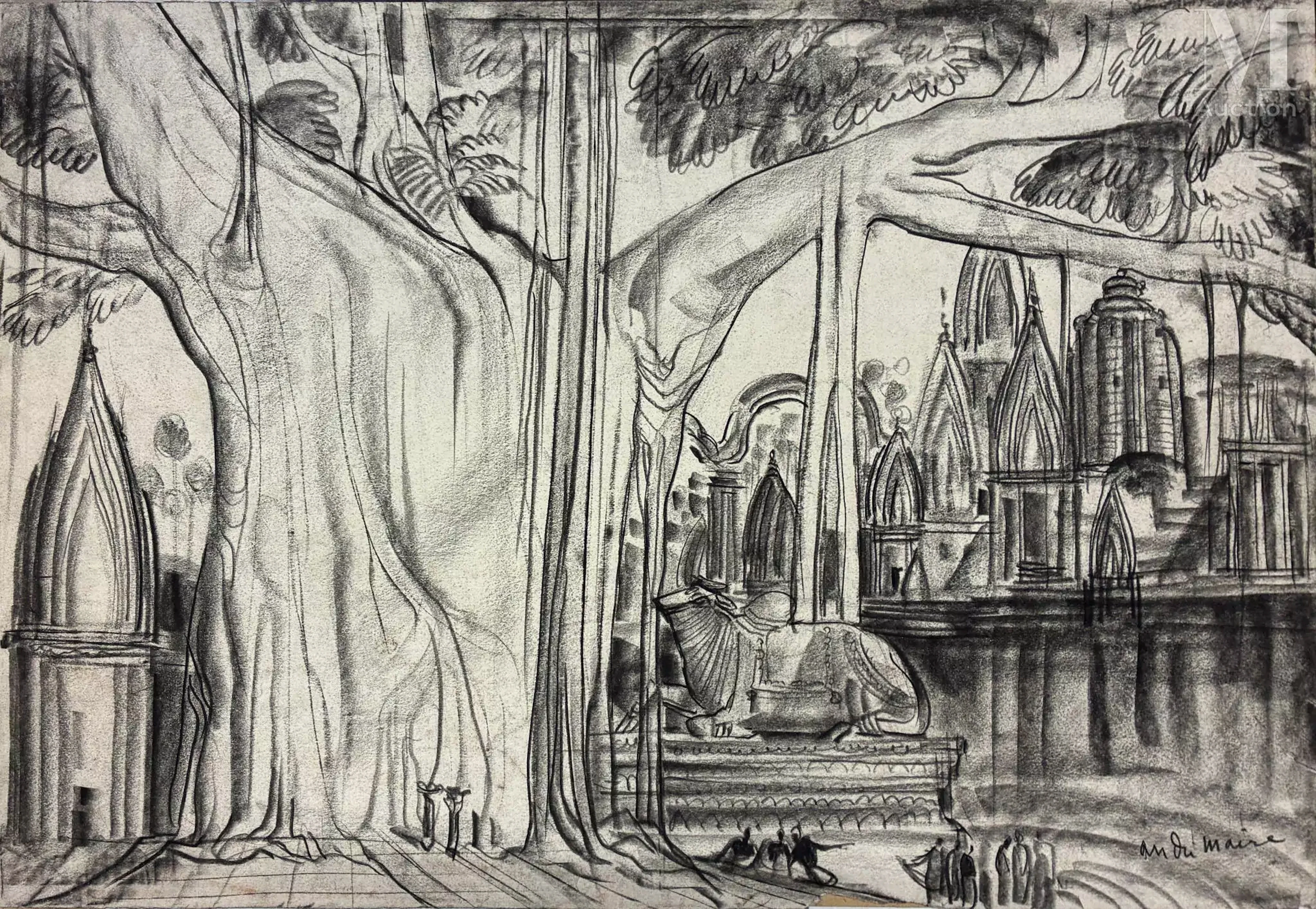 ANDRE MAIRE (1898-1985) "Vue du temple"