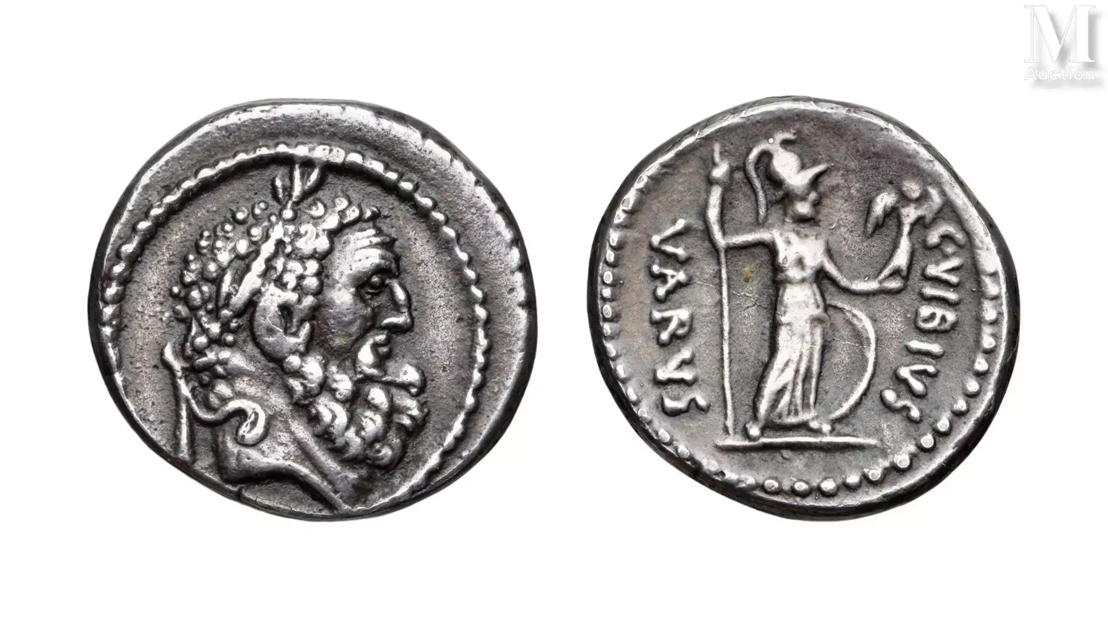 Vibia C. Vibius Varus 43-42 av. JC. Denier AR. Rome.