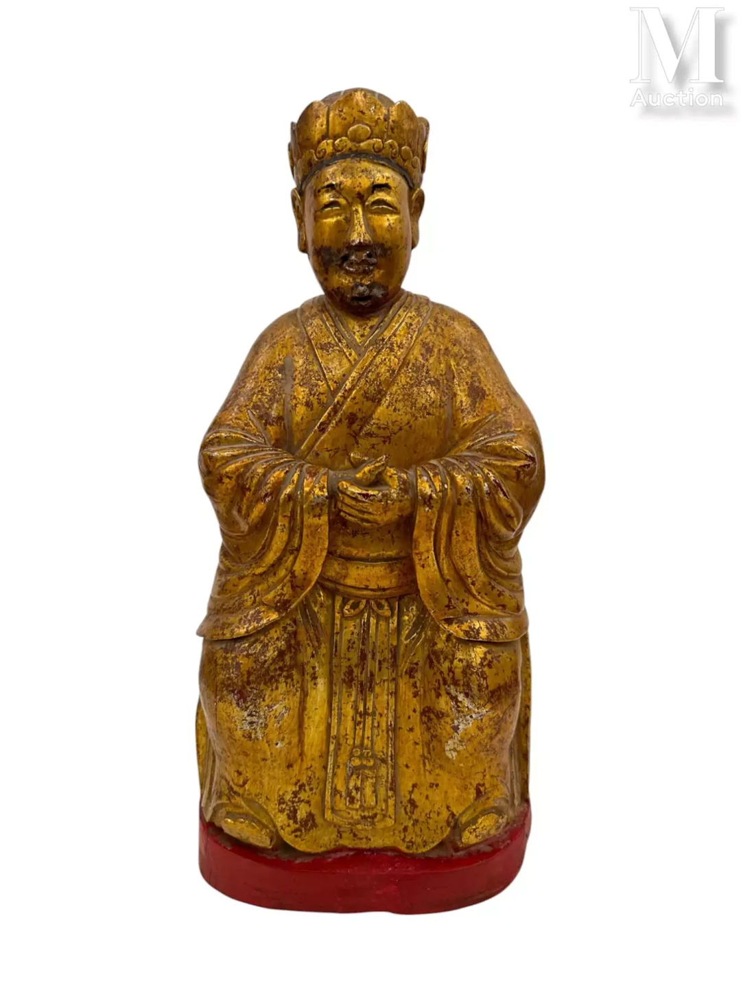 CHINE du SUD, XIXe siècle Sujet en bois sculpté et doré