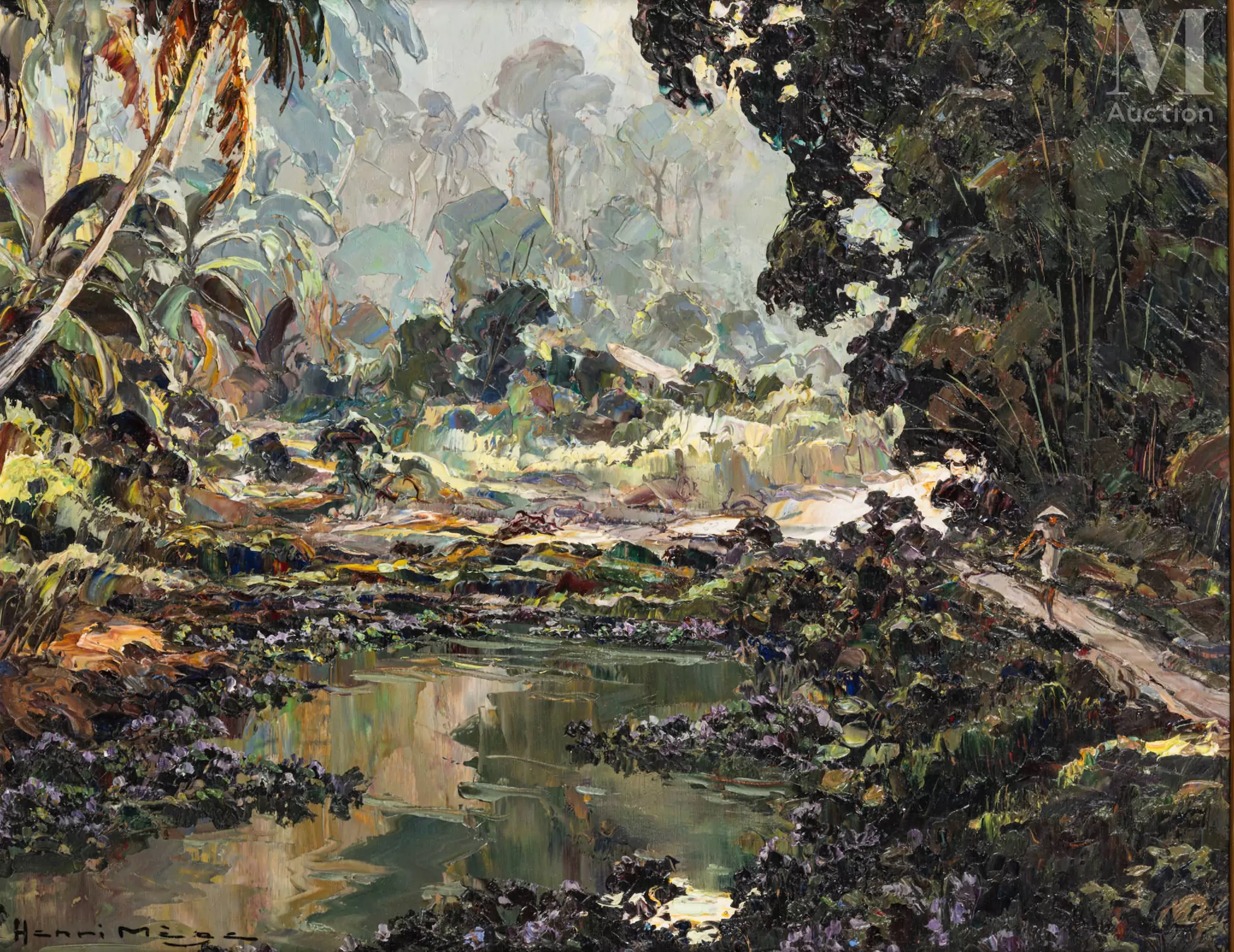 Ⓟ HENRI MEGE (1904-1984) "Dans la jungle"