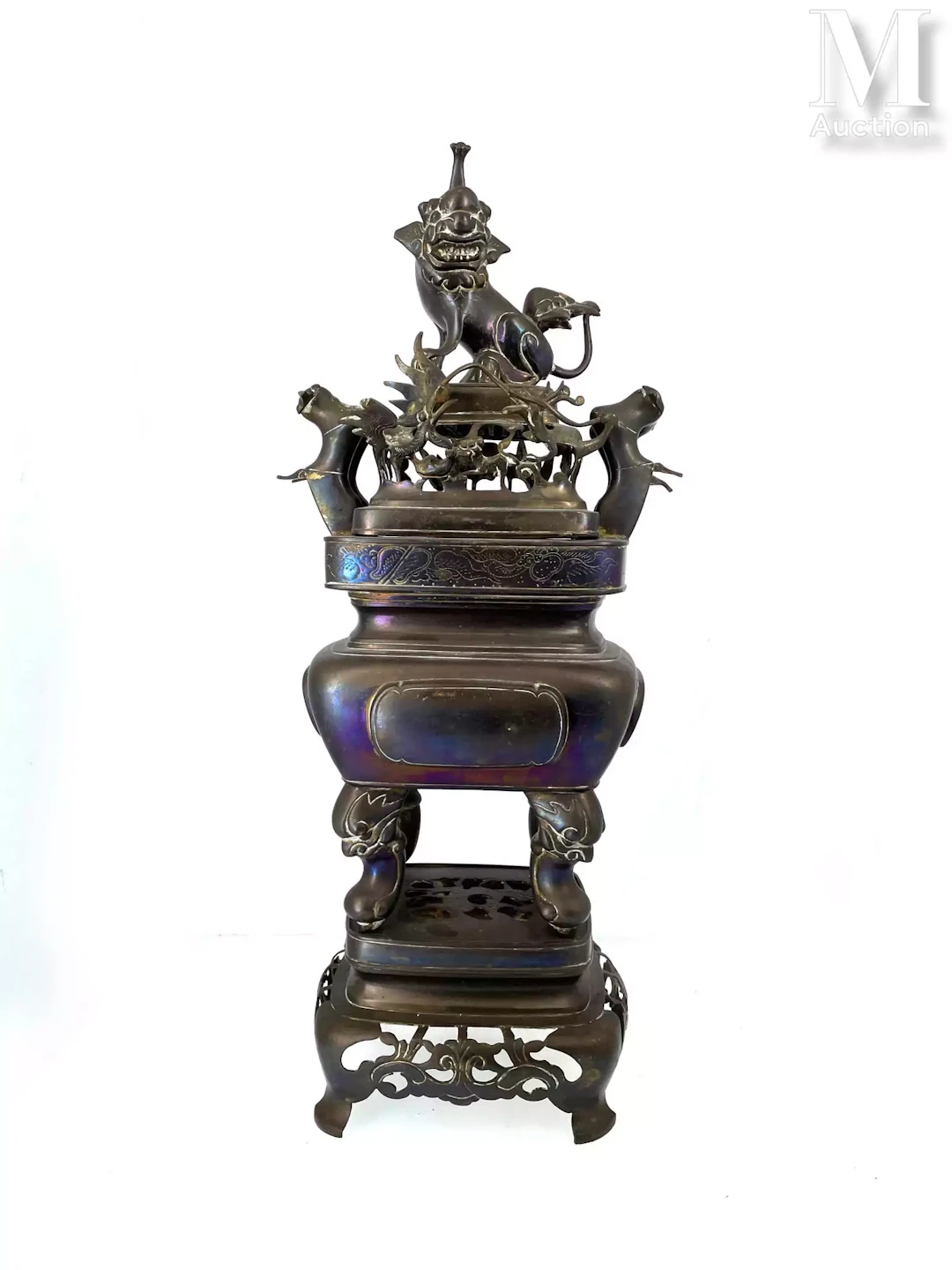 VIETNAM, XIXème siècle Grand-brûle parfum en bronze