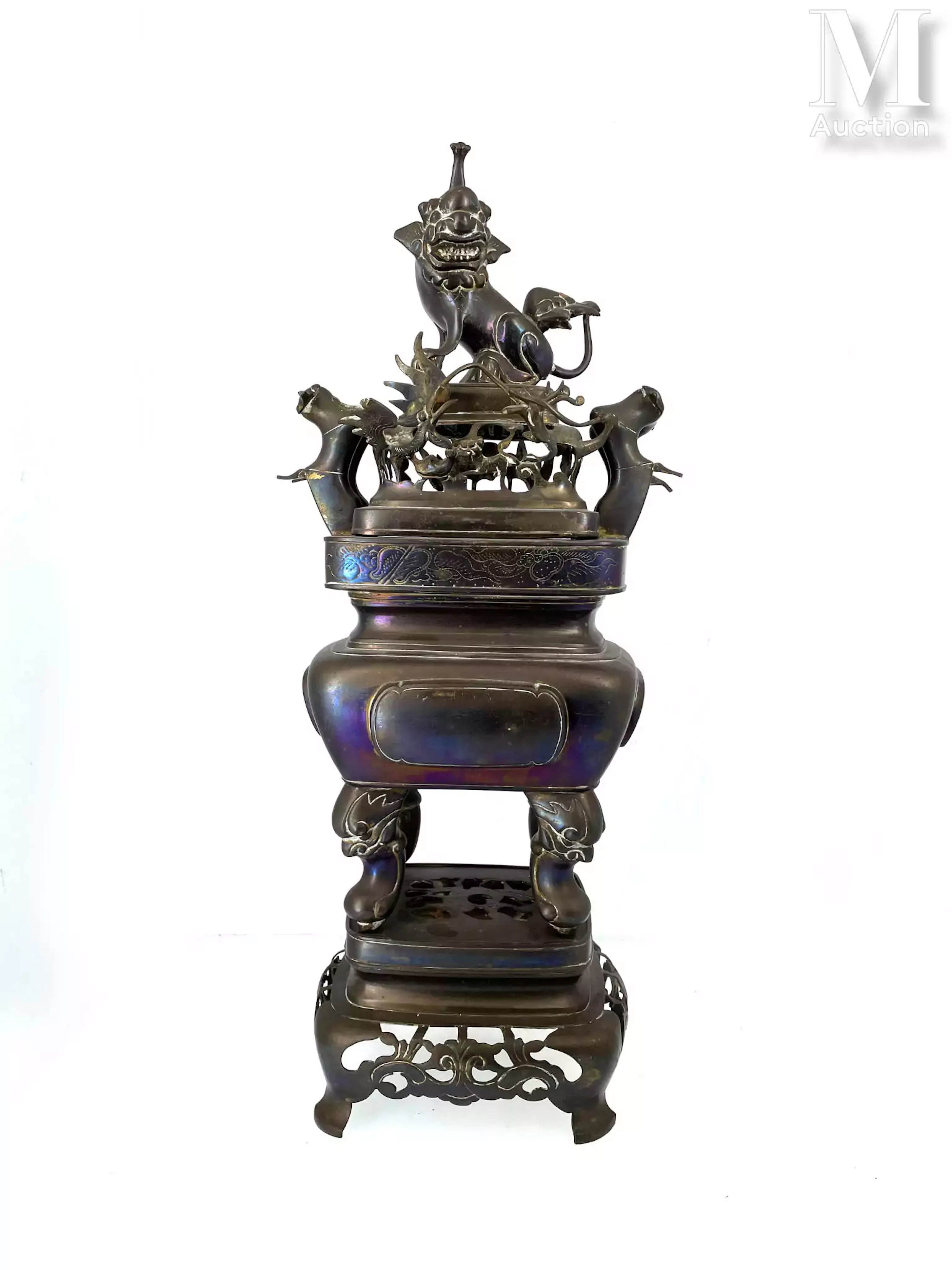 VIETNAM, XIXème siècle Grand-brûle parfum en bronze