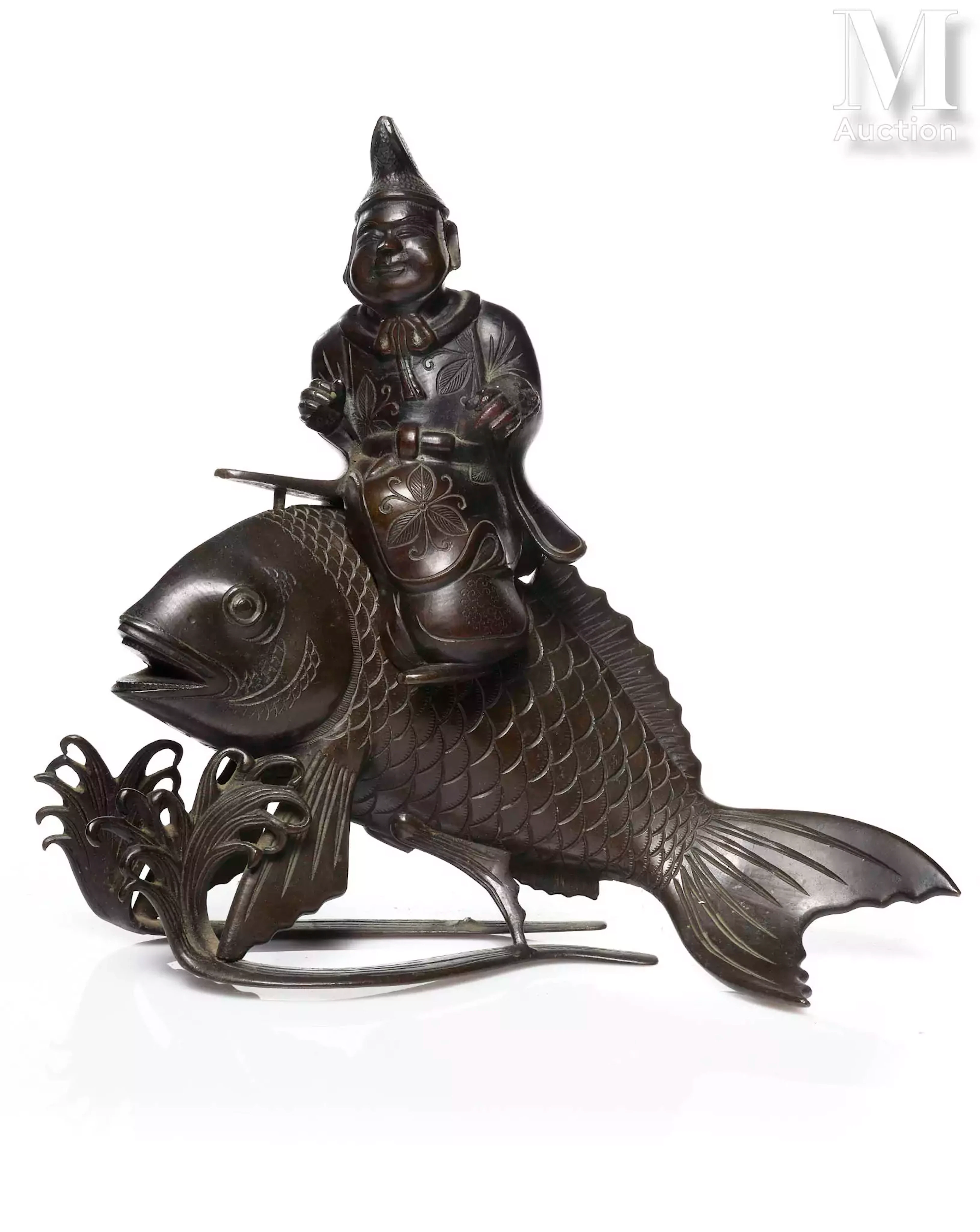 JAPON, Epoque Meiji Brûle-parfum en bronze à patine brune