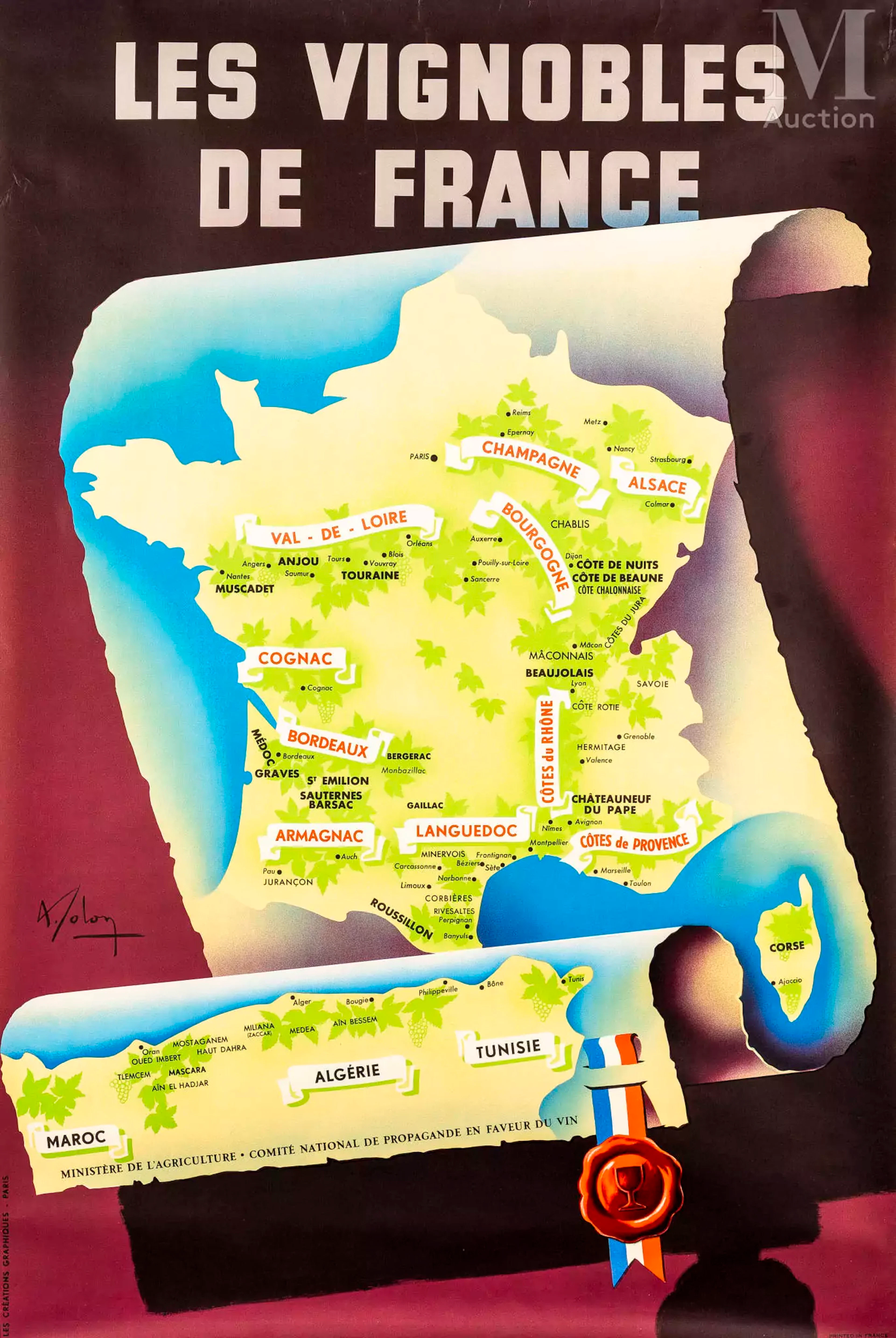 [VINS – ALCOOL] - SOLON Albert ( 1897 – 1973) : Les vignobles de France.