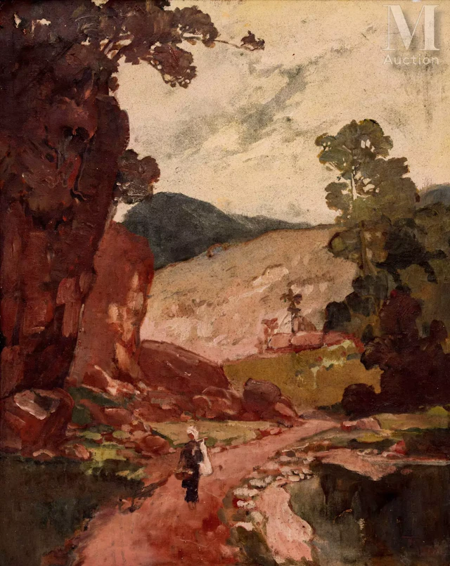 Ⓗ NGUYEN MAI THU (XXe siècle) "Paysage des hautes régions"