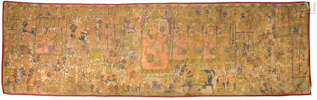 Peinture narrative de la légende de Pabuji (phad) Inde, Rajasthan, XIXe siècle