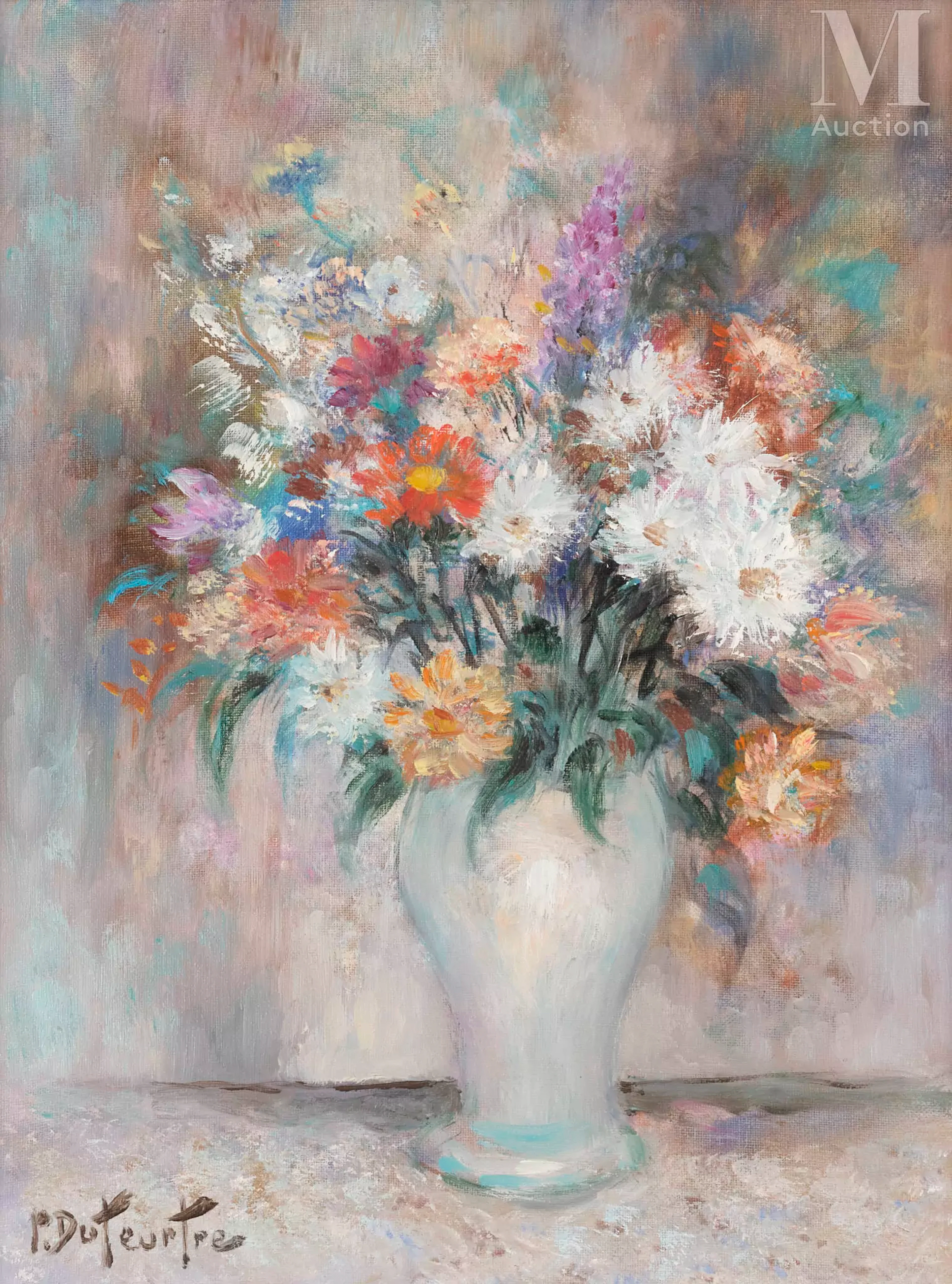 Pierre DUTEURTRE (Deuil la Barre 1911 -1989) Bouquet au vase blanc