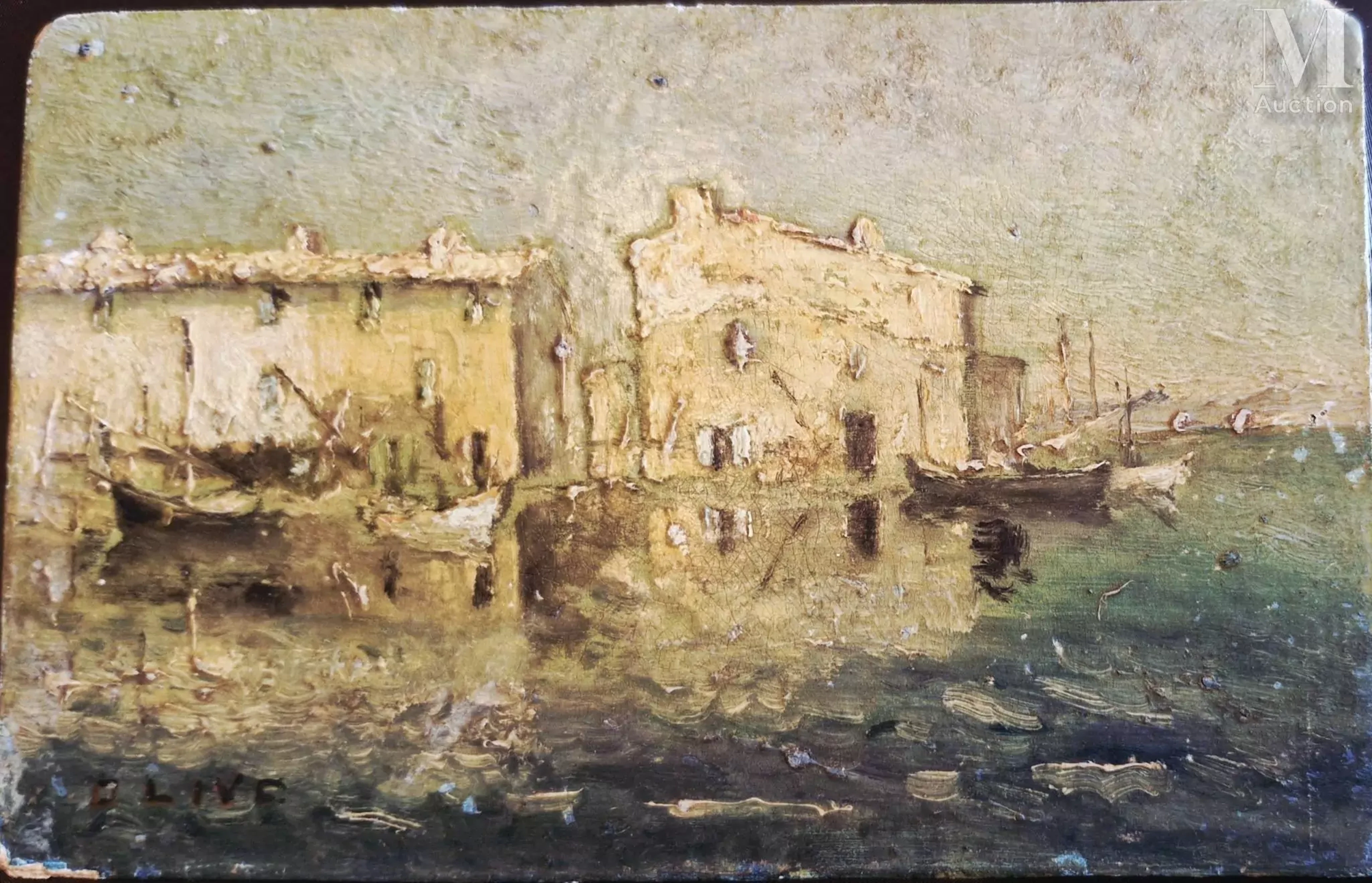 Henri OLIVE DES MARTIGUES (XIX-XX) Les Martigues, coucher du soleil