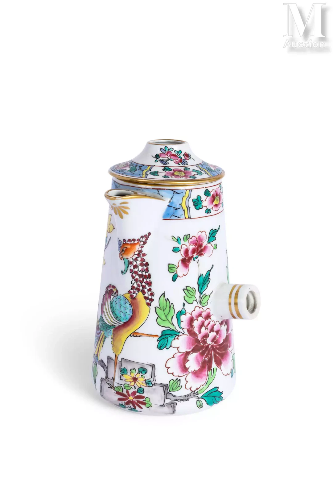 FRANCE, Dans le goût asiatique, XIXe siècle Chocolatière en porcelaine