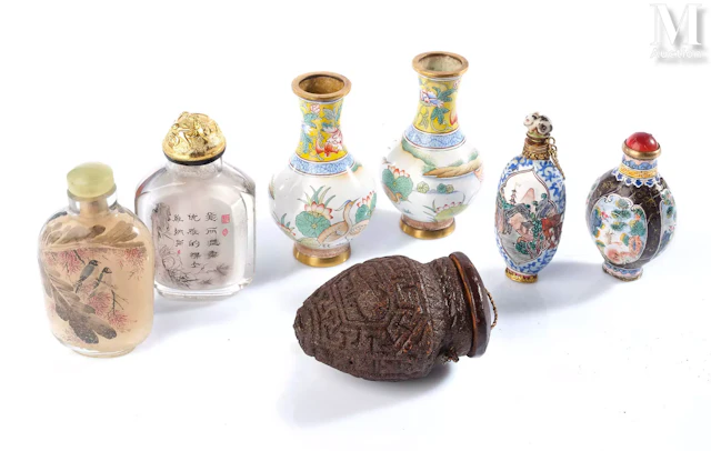 CHINE, Dynastie Qing et XXe siècle Ensemble d'objets de vitrine