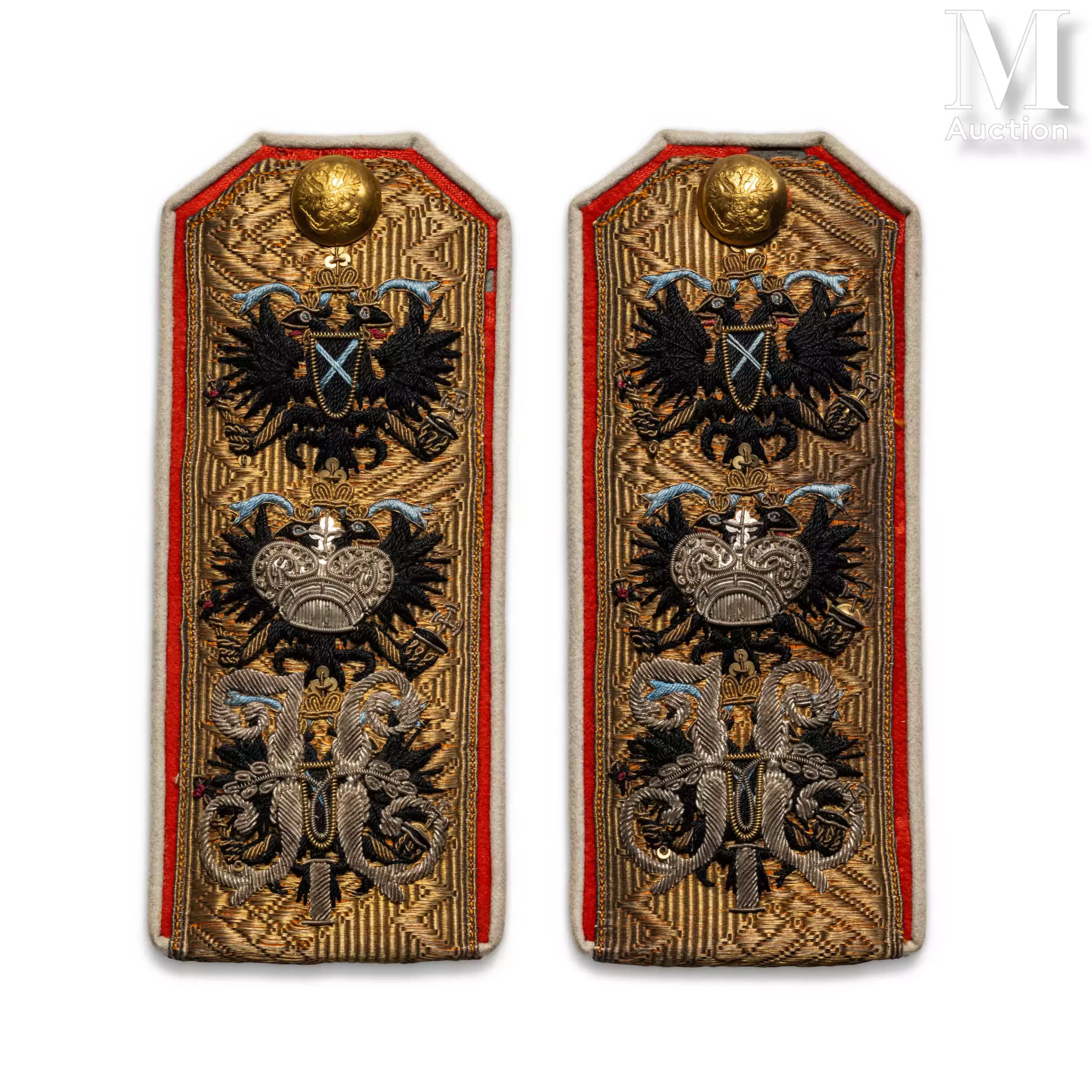 Rare paire de pattes d’épaules d’amiral de la Marine