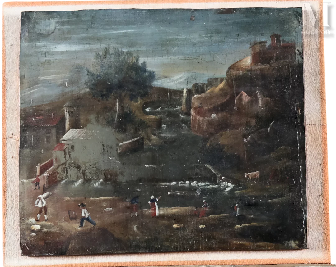 Ecole française du XIX° siècle Paysage animé