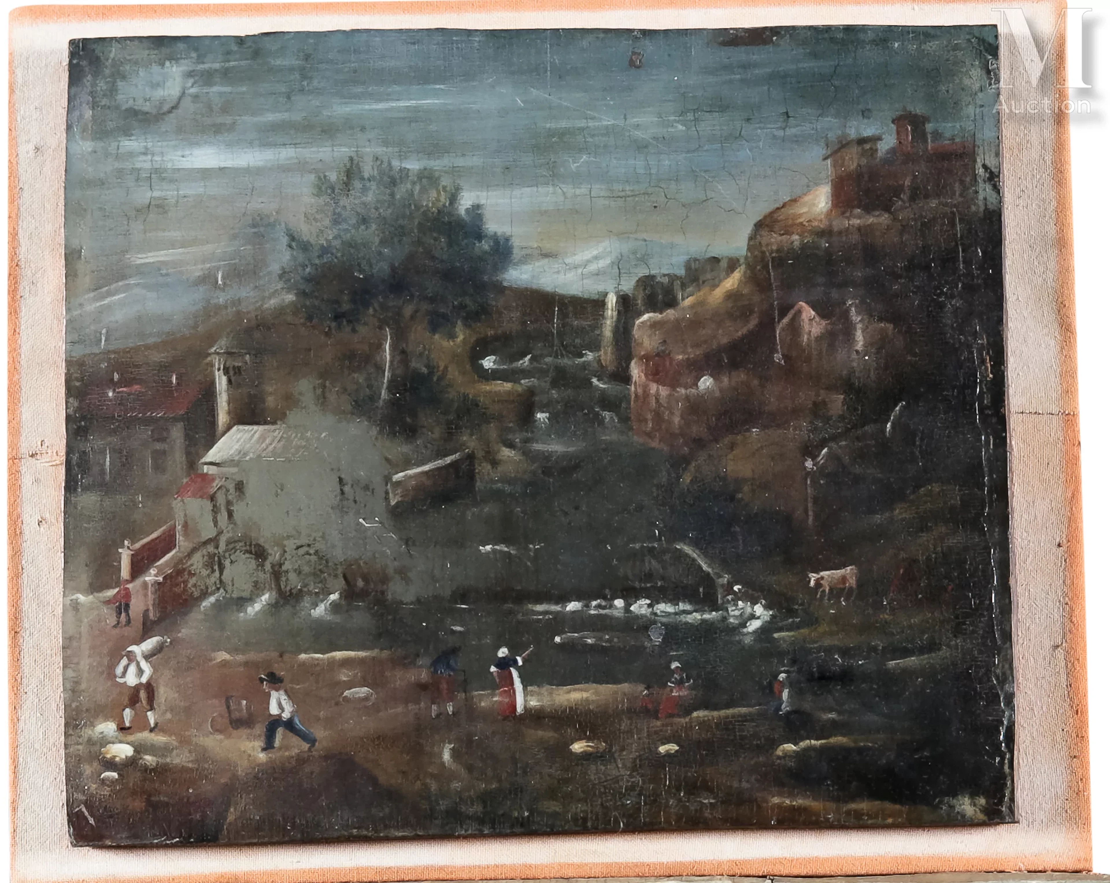 Ecole française du XIX° siècle Paysage animé