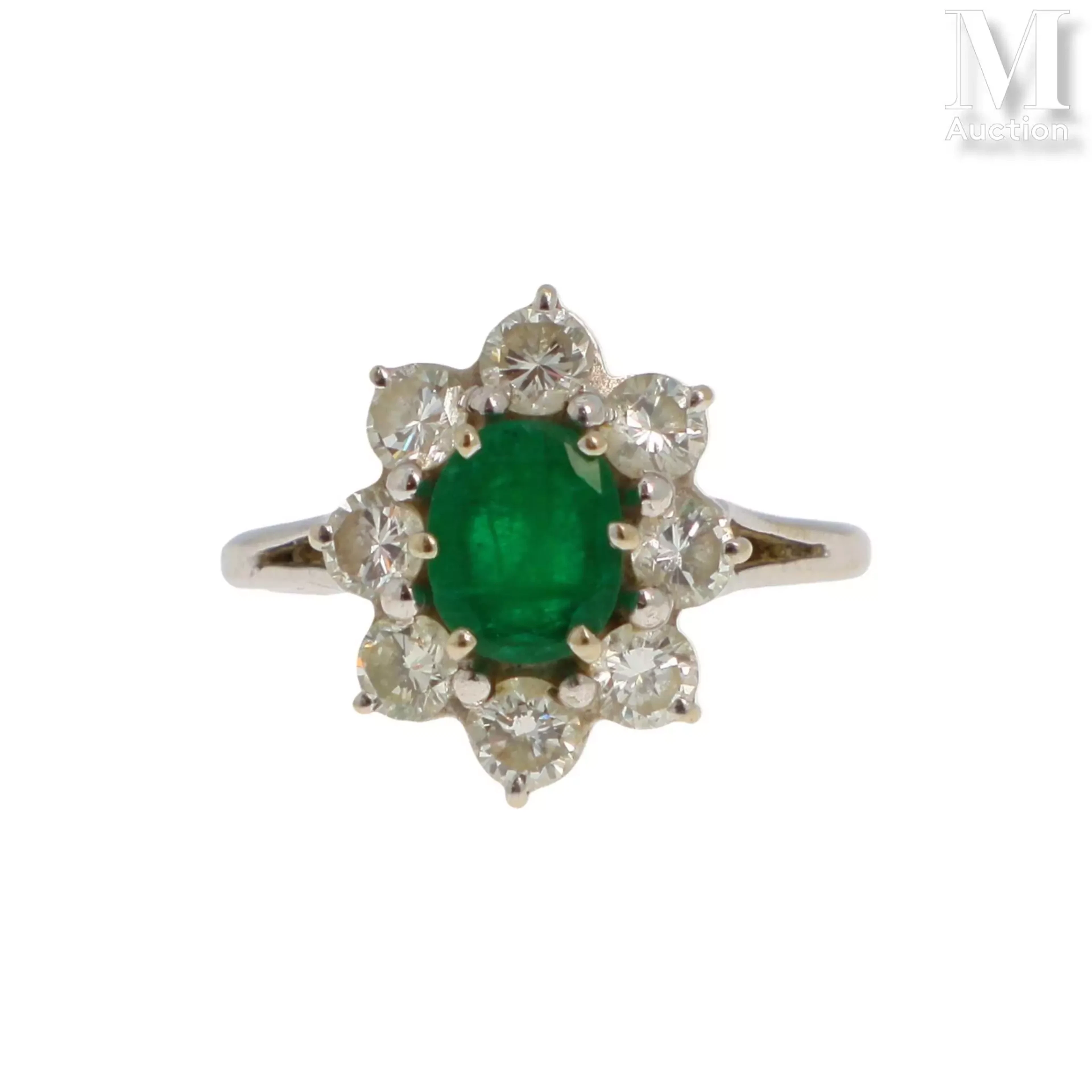Bague marguerite émeraude