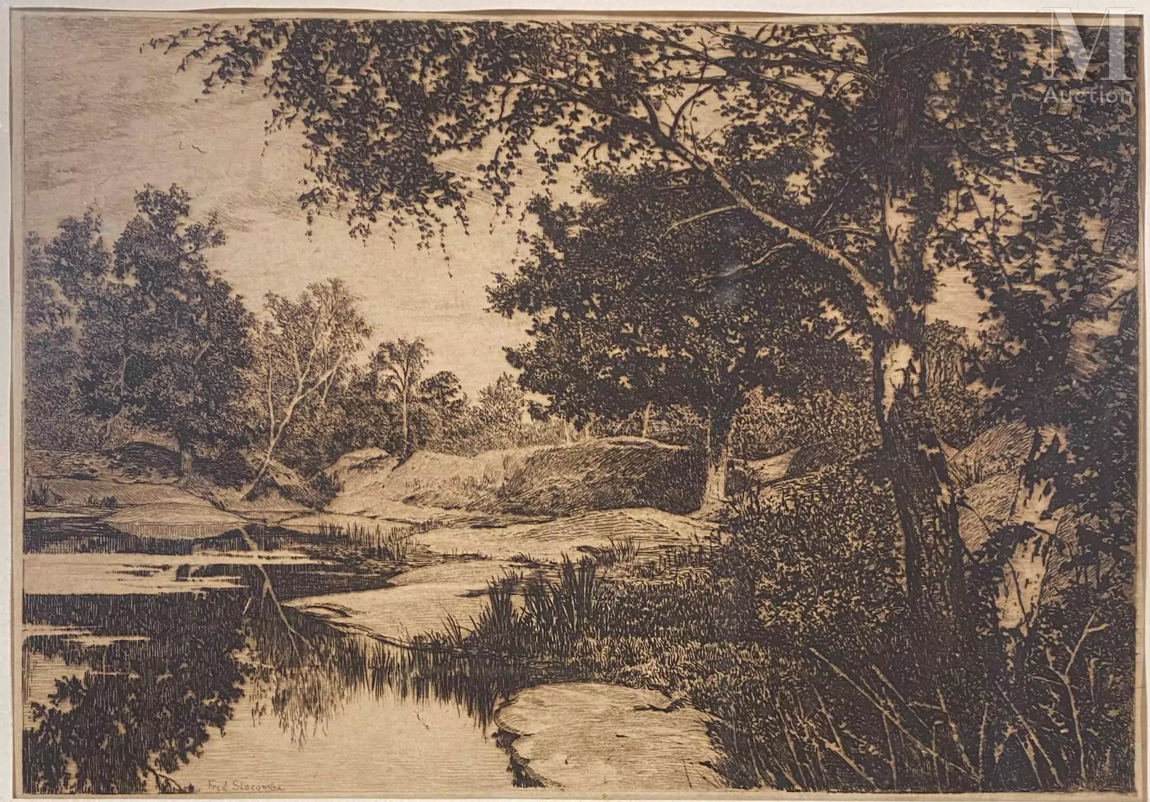 Frederick Albert SLOCOMBE (1847-1920) Paysage boisé au cours d'eau