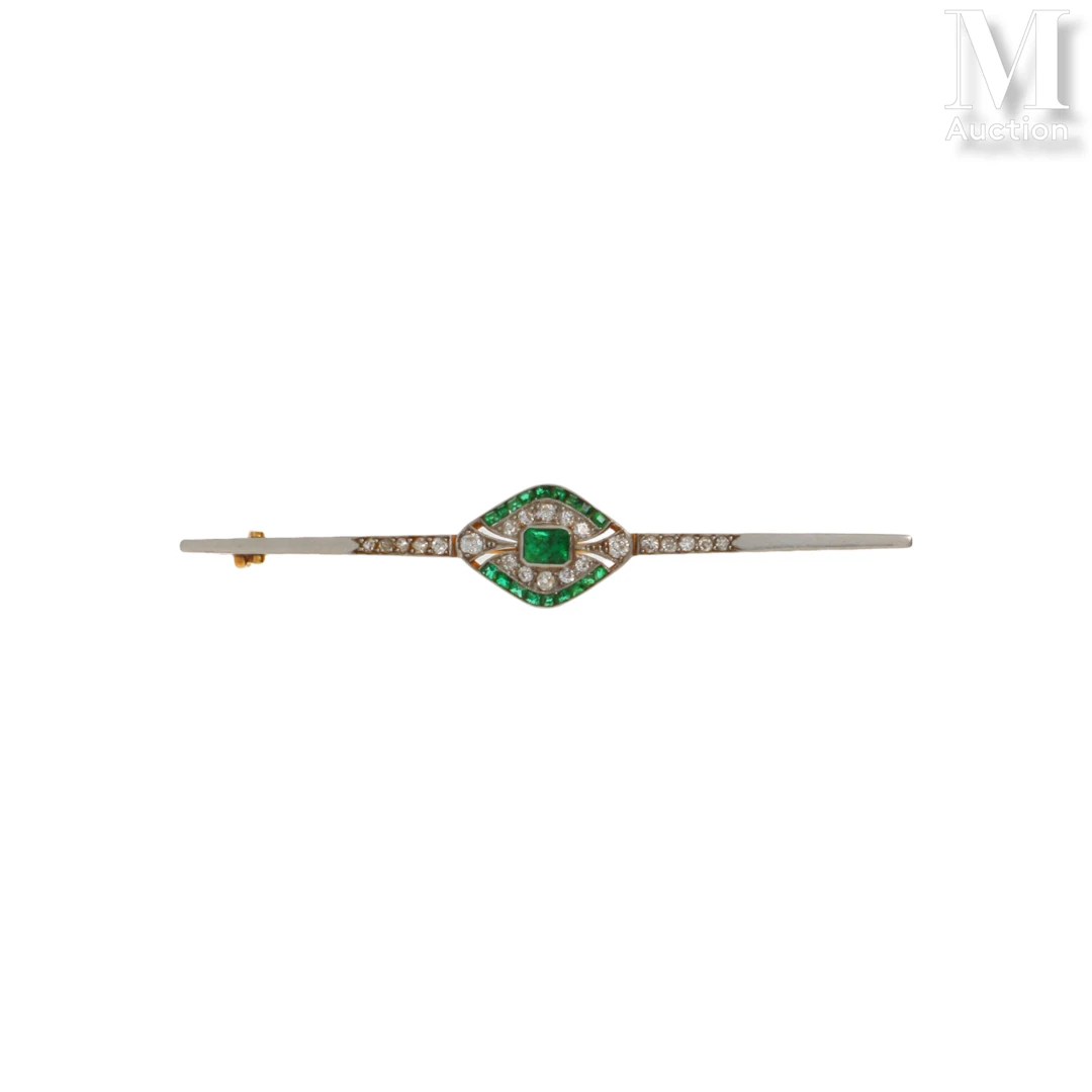 Broche barrette émeraudes
