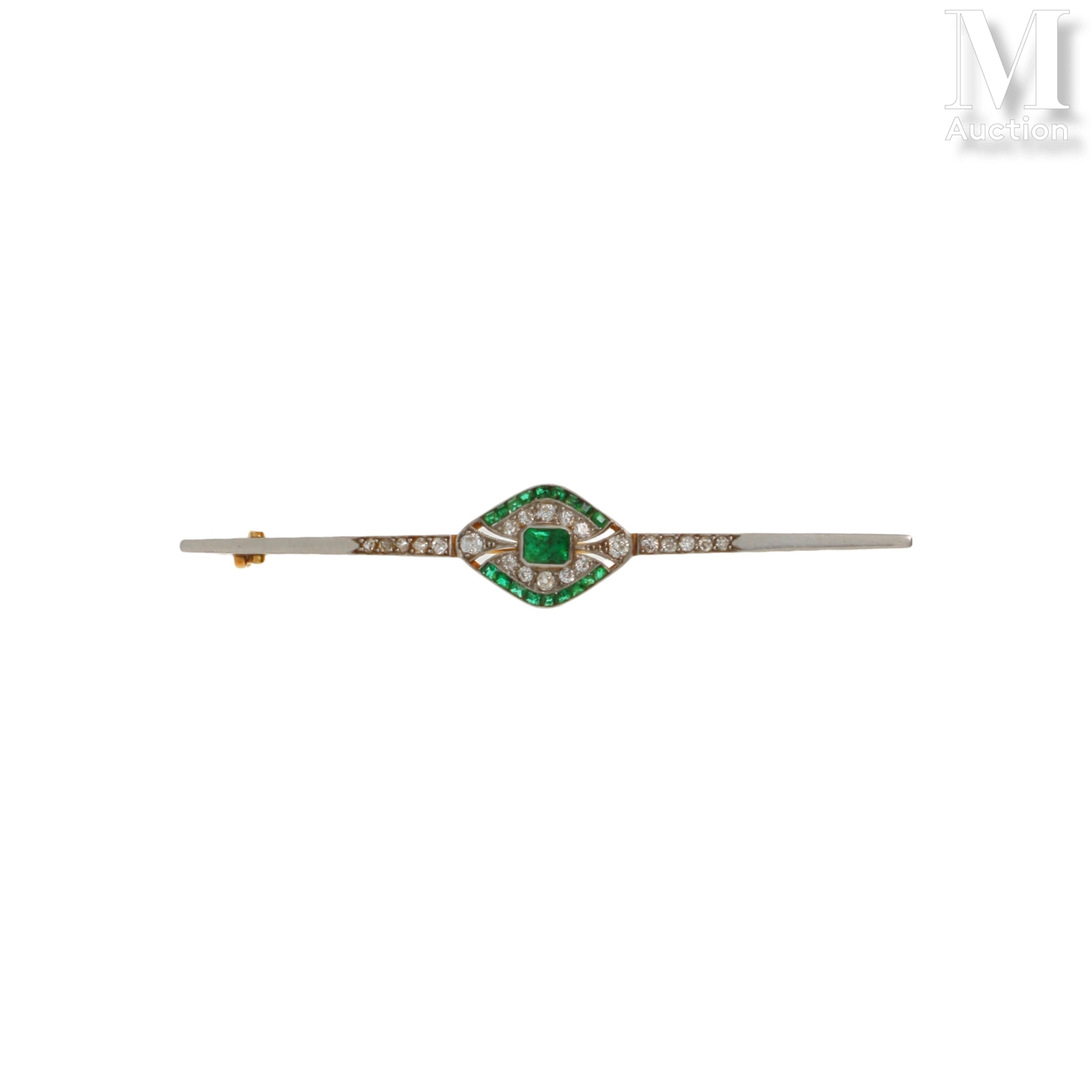Broche barrette émeraudes