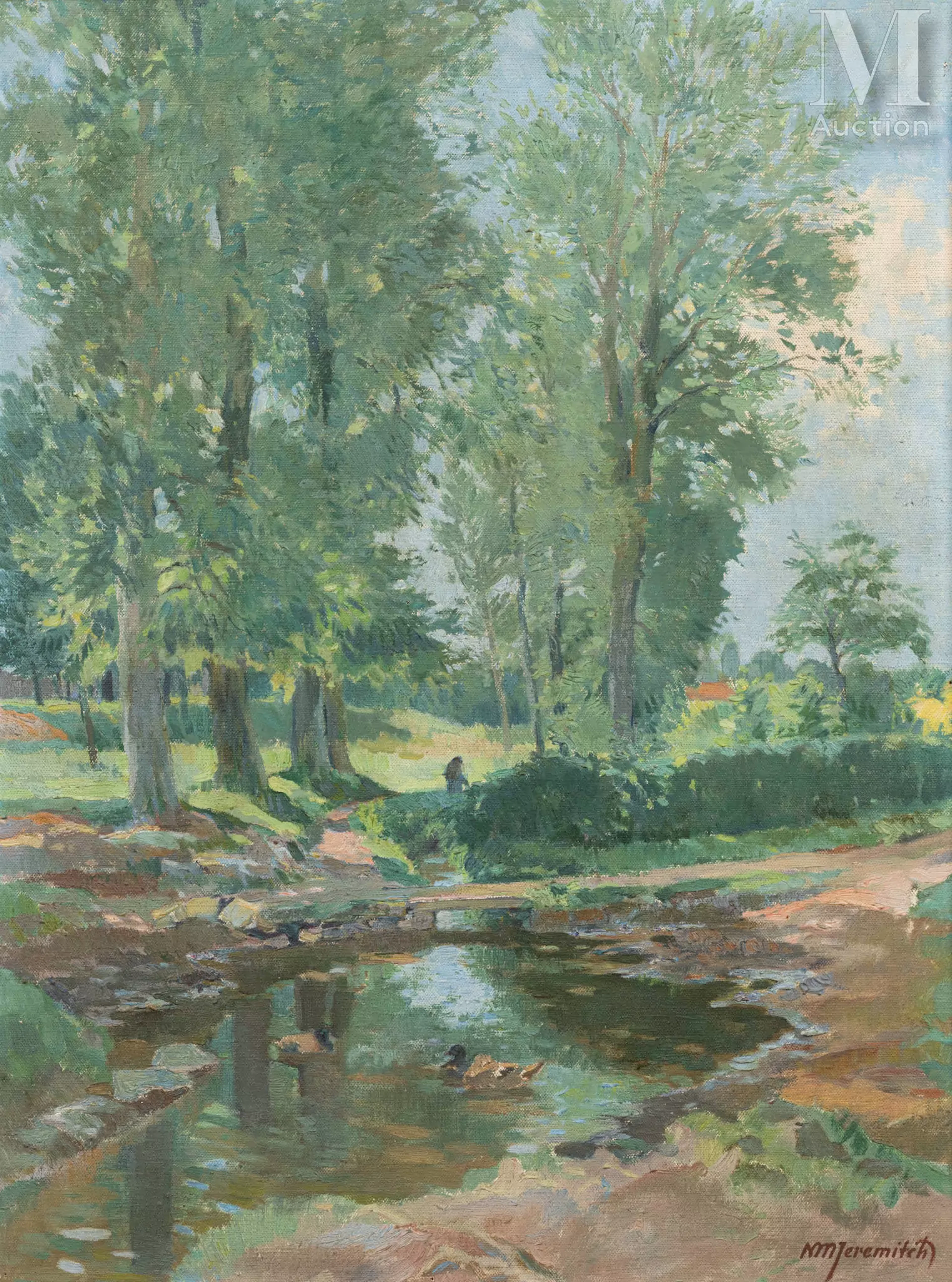 Nikola Jeremitch (Belgrade 1886 - Paris 1953) Paysage au bord de la rivière