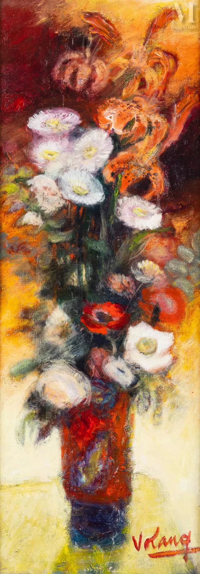 Ⓟ VO VAN LANG (dit JEAN VOLANG, 1921-2005) "Fleurs"