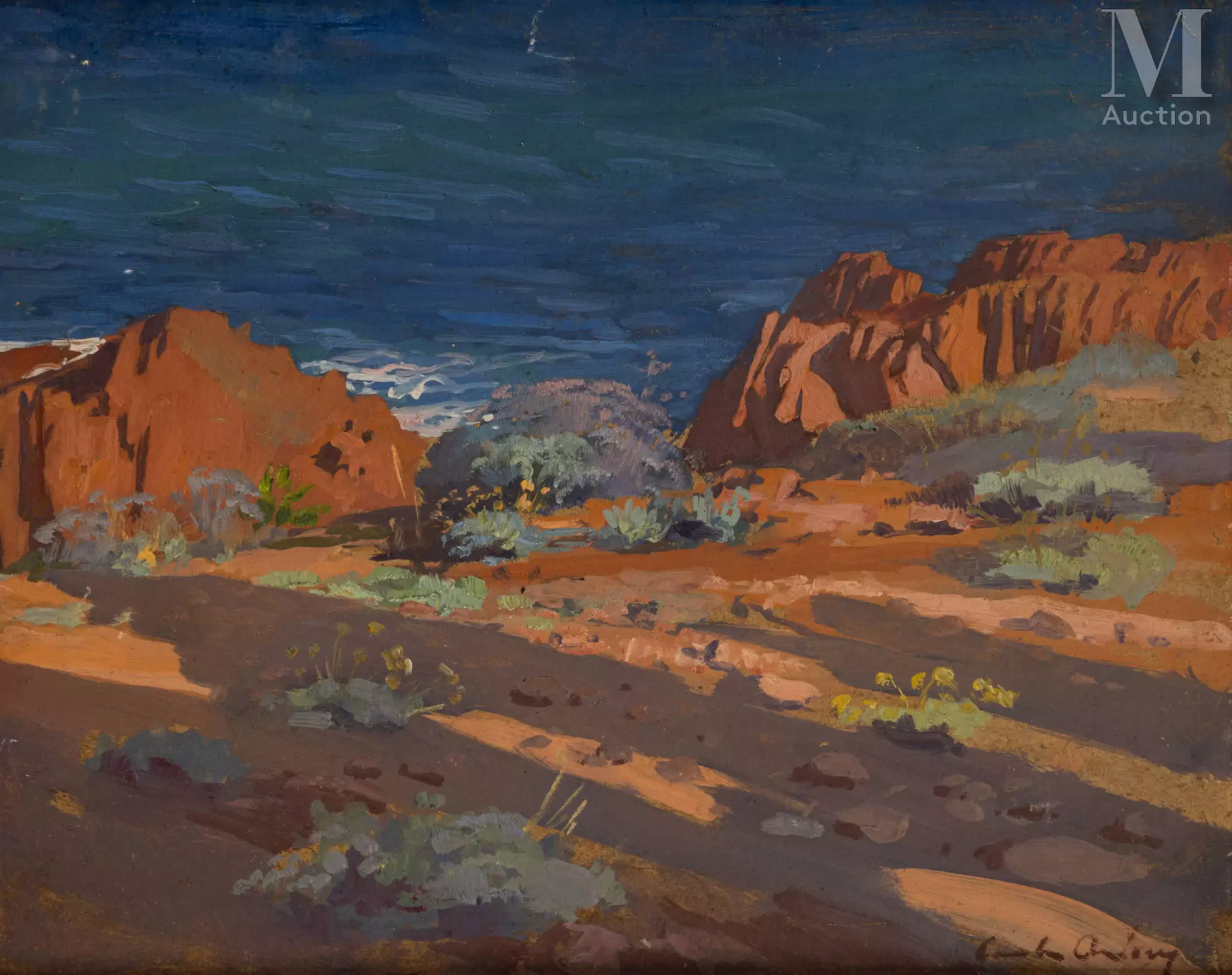 Emile AUBRY (Sétif 1880- Voutenay sur Cure 1964) Rochers en bord de mer