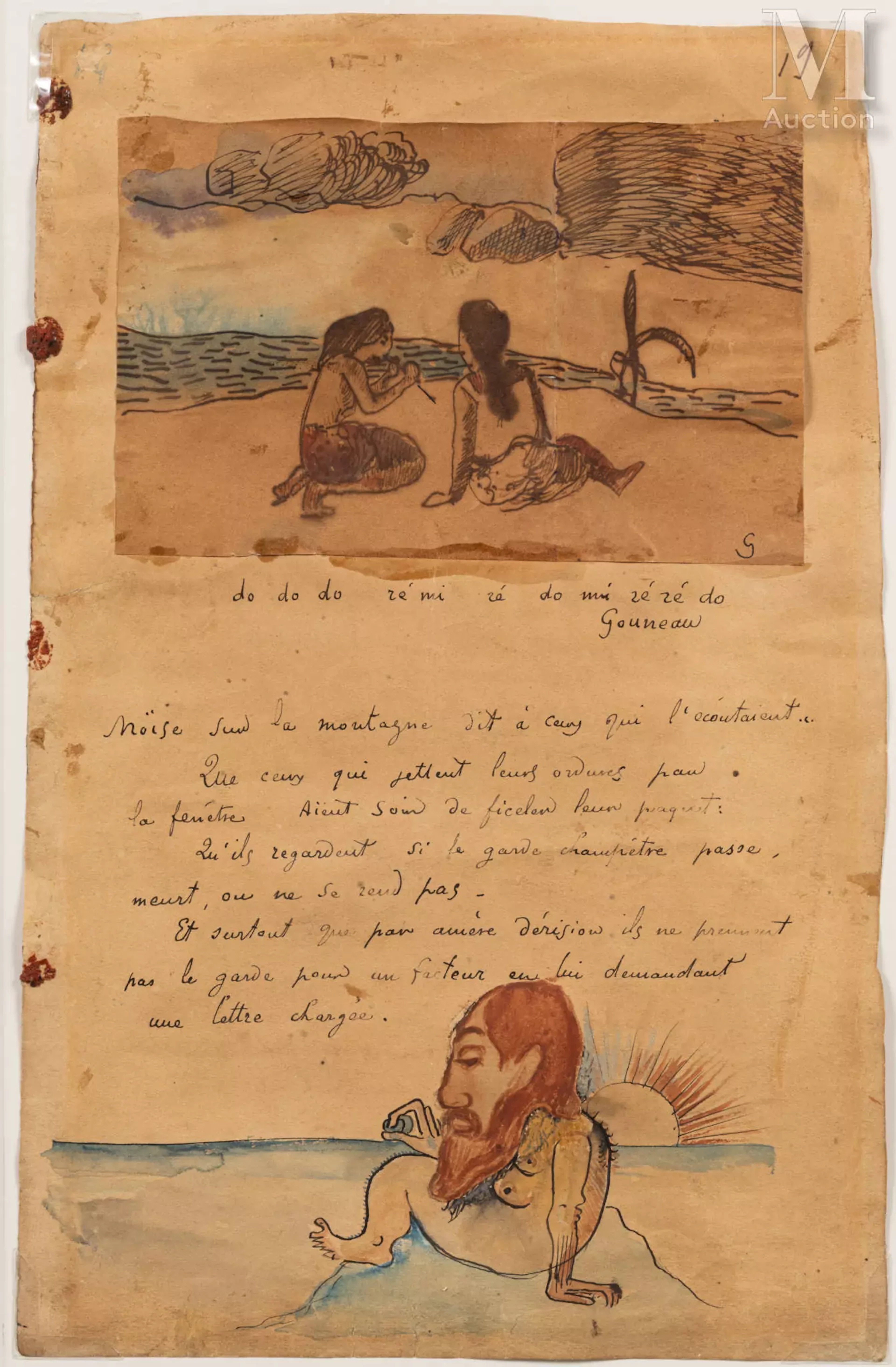 Paul GAUGUIN (Paris 1848 - Atuona 1903) Moïse sur la montagne et Tahitiennes