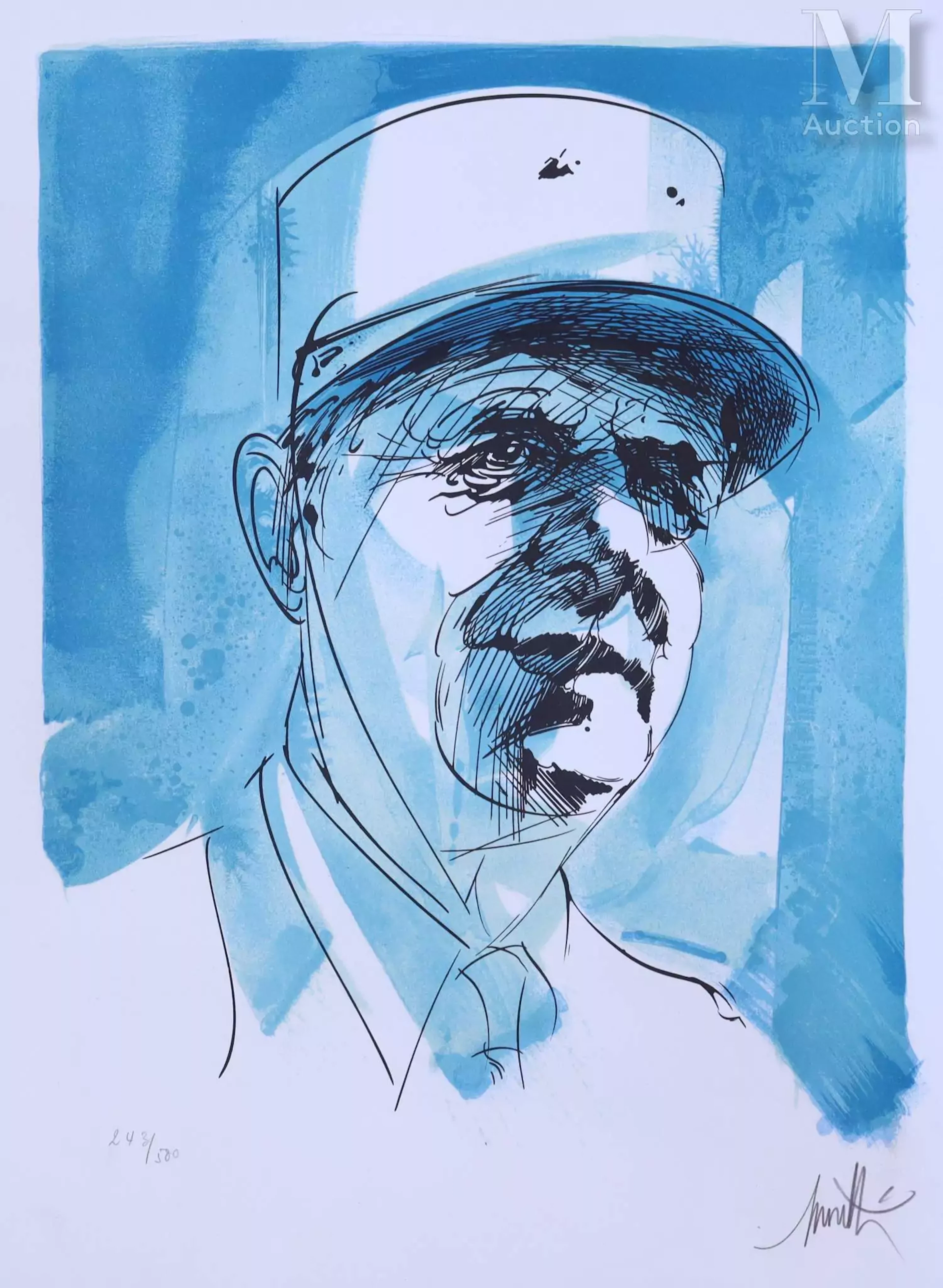 MORETTI Raymond (1931-2005) Lithographie "Le Général de GAULLE"