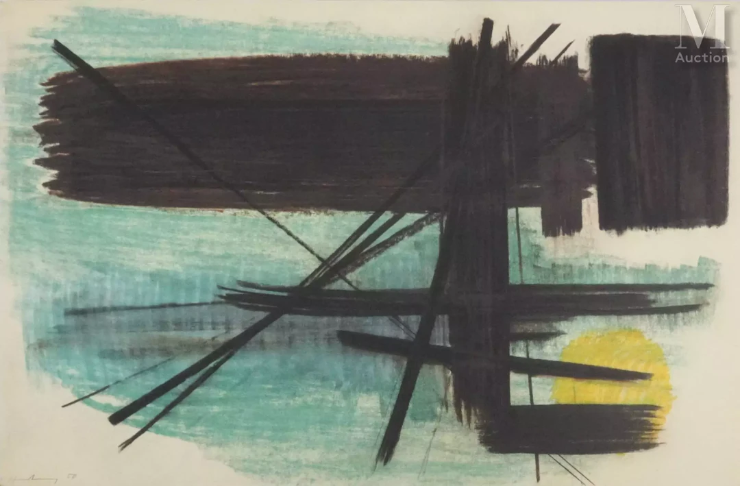 HARTUNG Hans Abstraction au soleil levant, 1961
