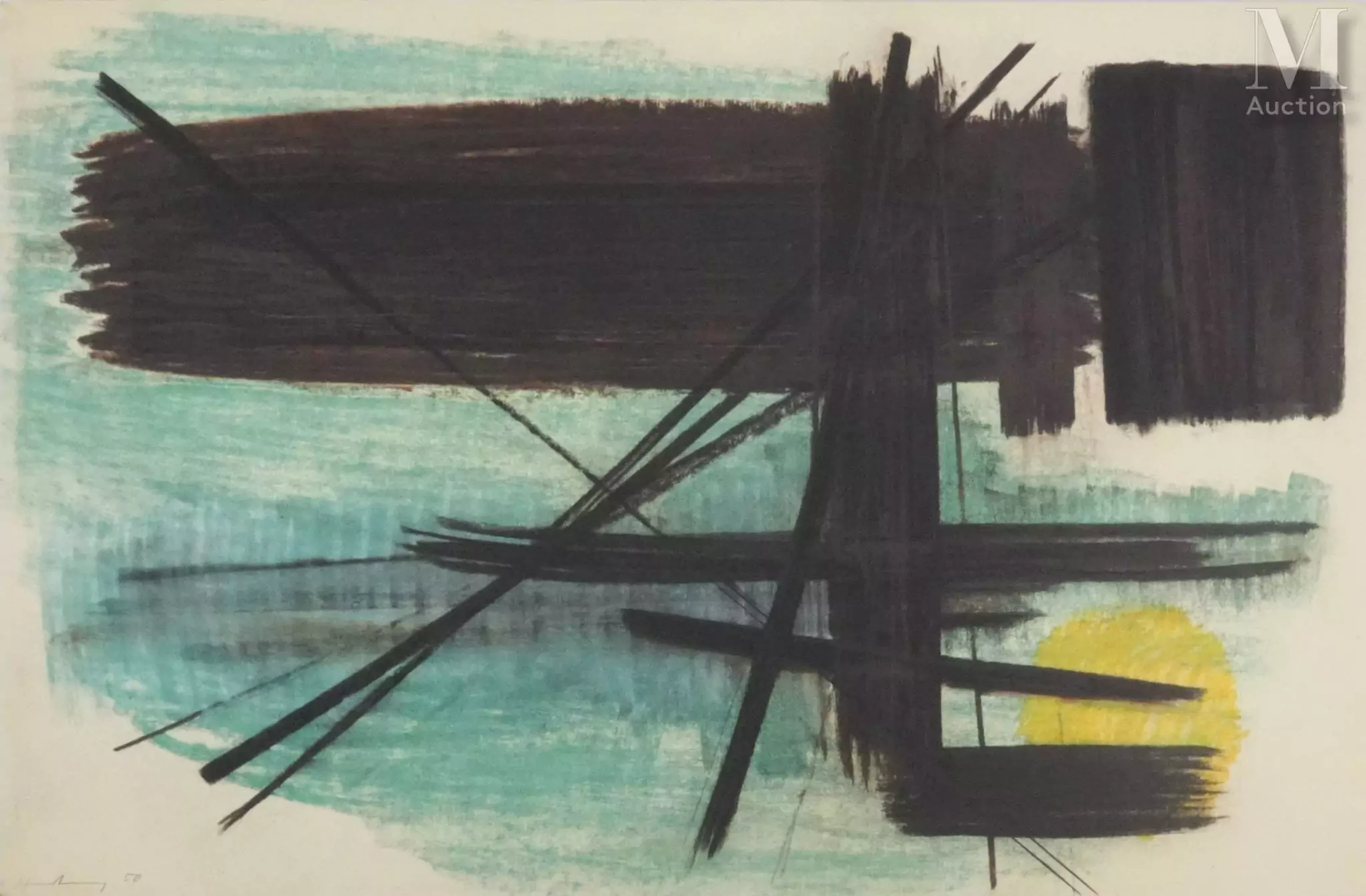 HARTUNG Hans Abstraction au soleil levant, 1961