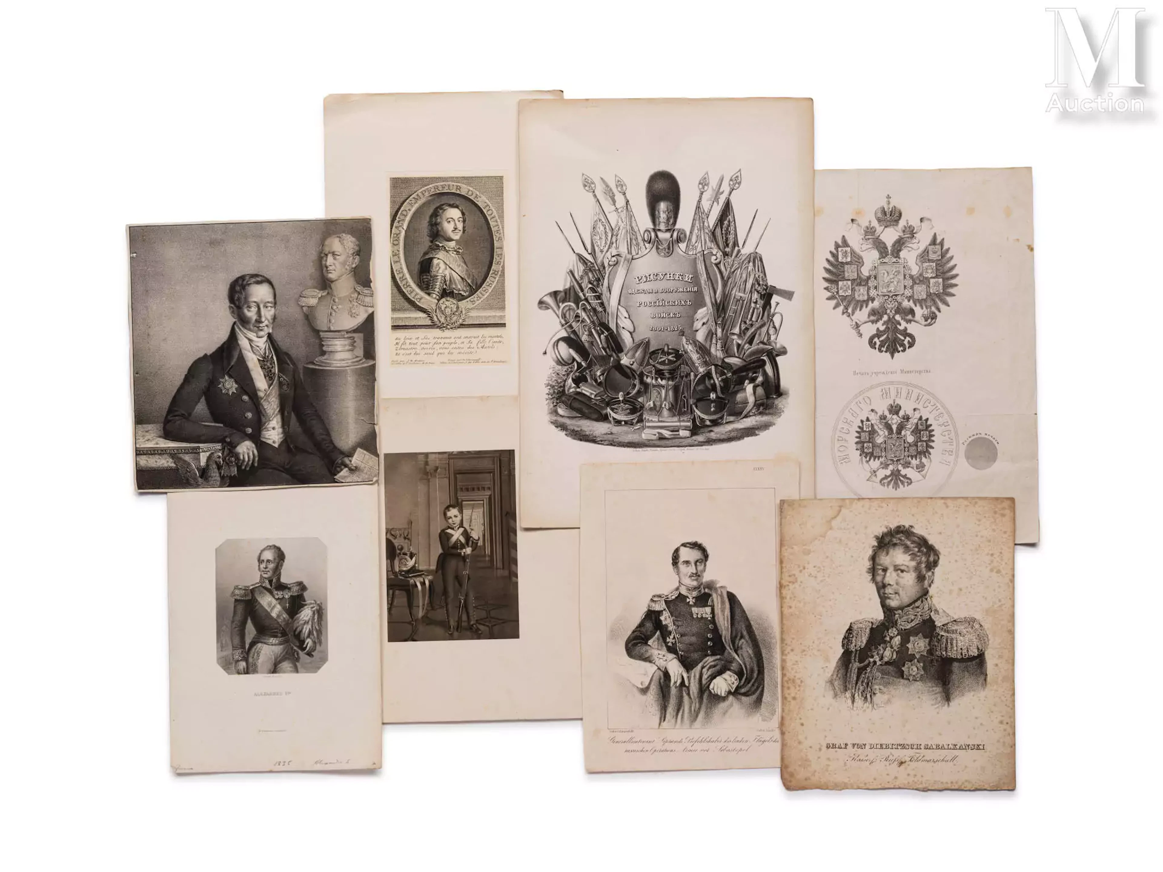 Lot de 8 gravures et lithographies du XIXe et début du XXe siècle, figurant :