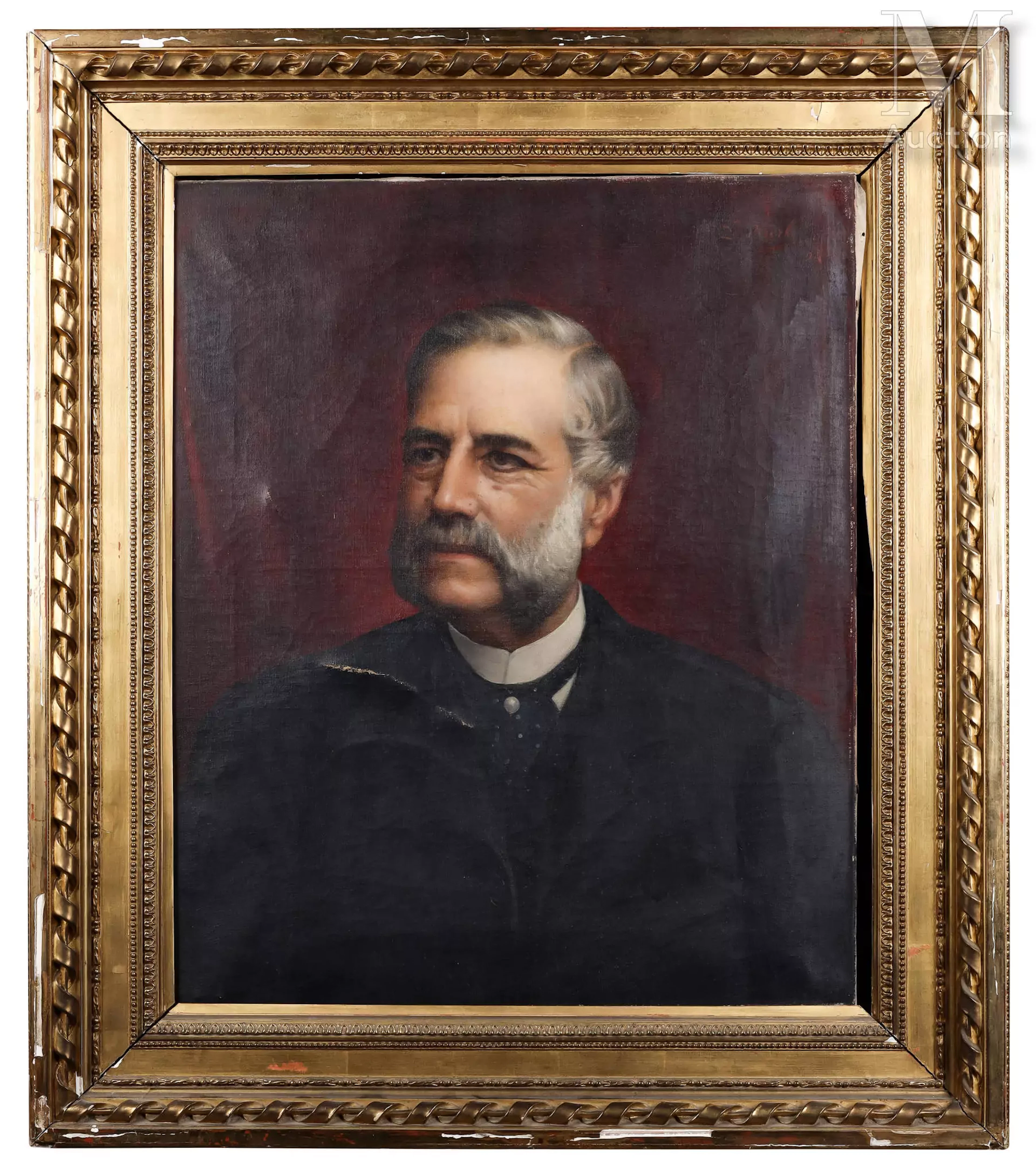 École FRANÇAISE de la fin du XIXème siècle Portrait d'homme aux favoris