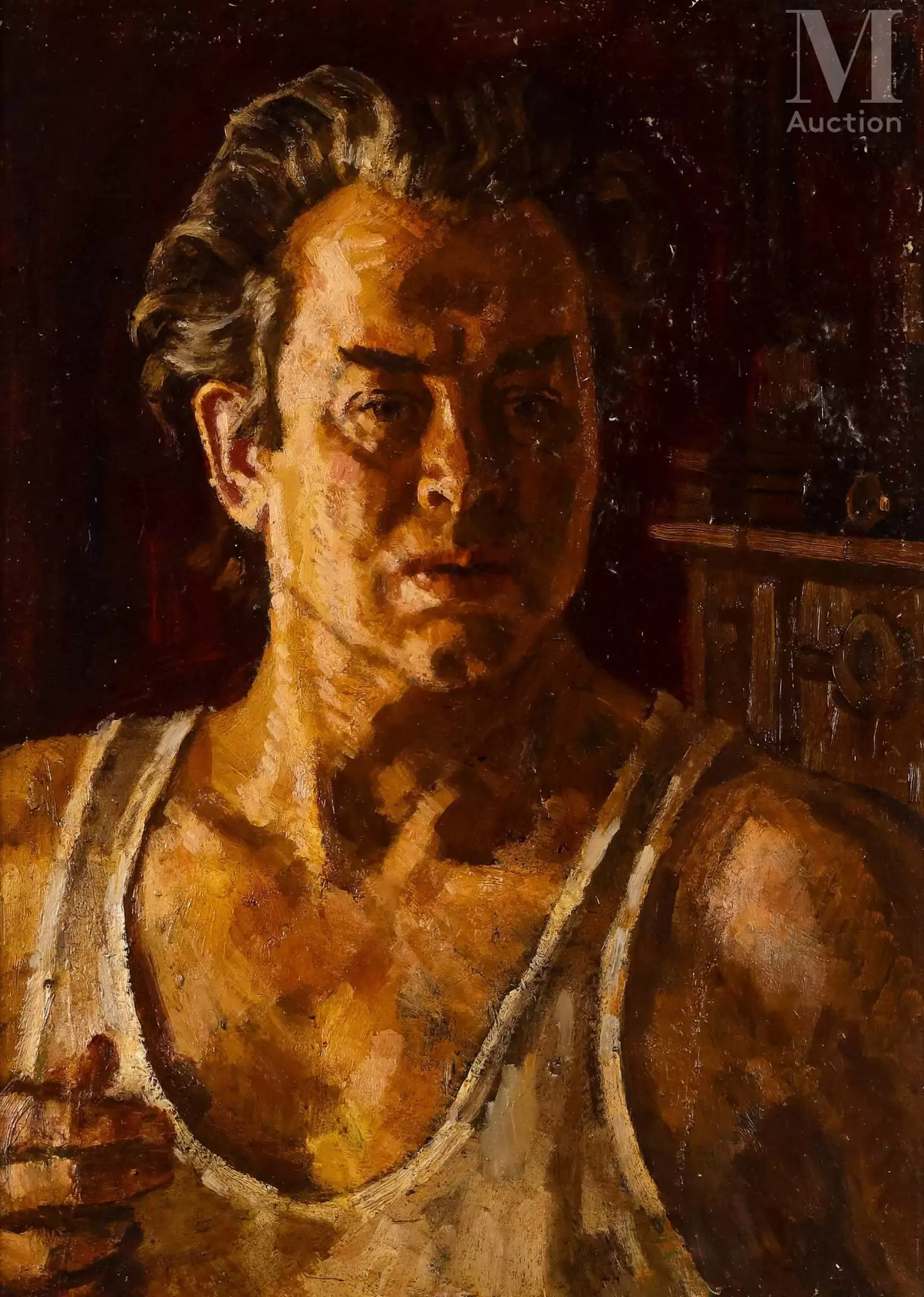 Ecole RUSSE du XXème siècle Portrait d'homme et Nature morte