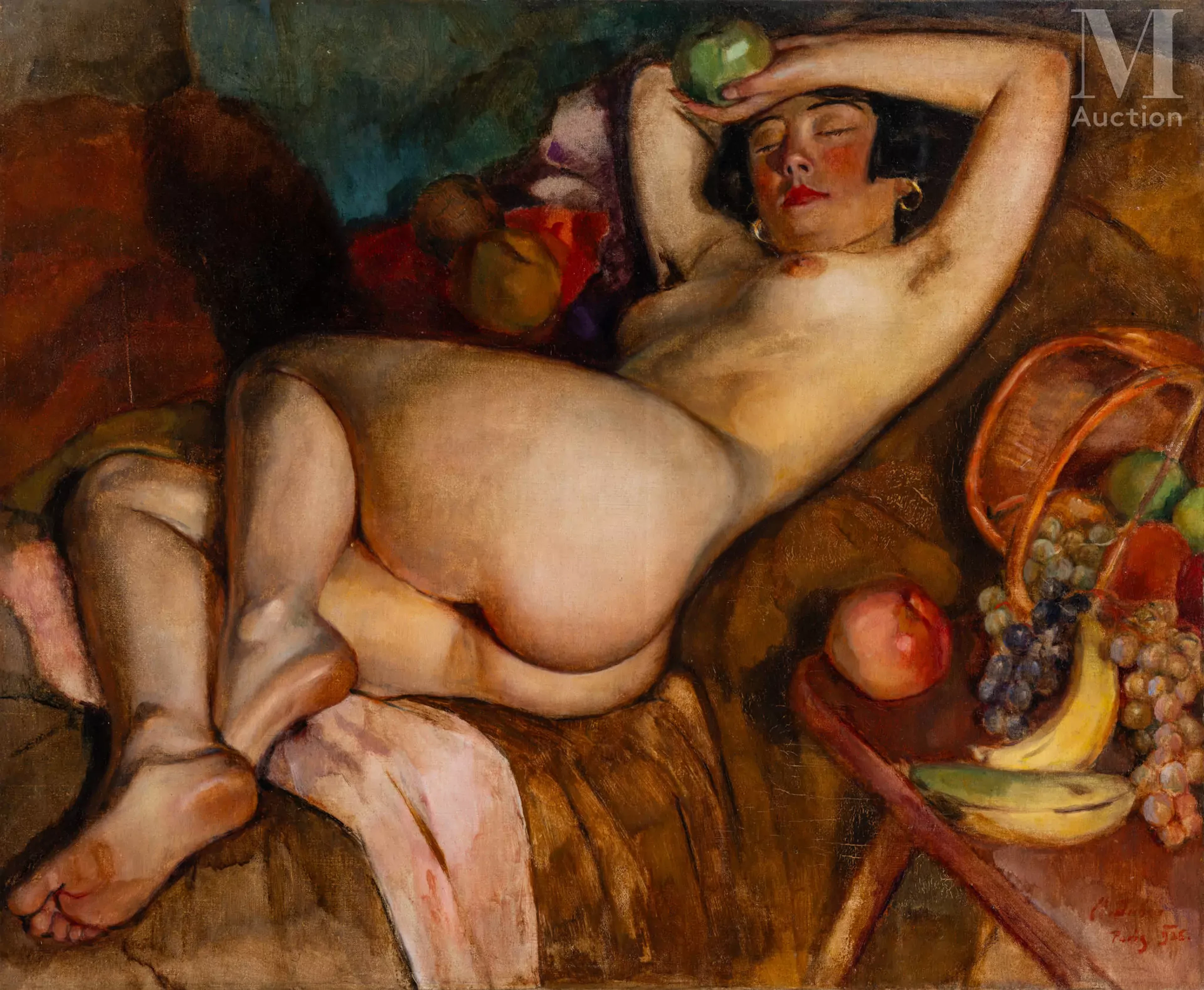 Miron DUDA (Nowy Sacz 1893- Pruszkow 1950) Nu à la corbeille de fruits