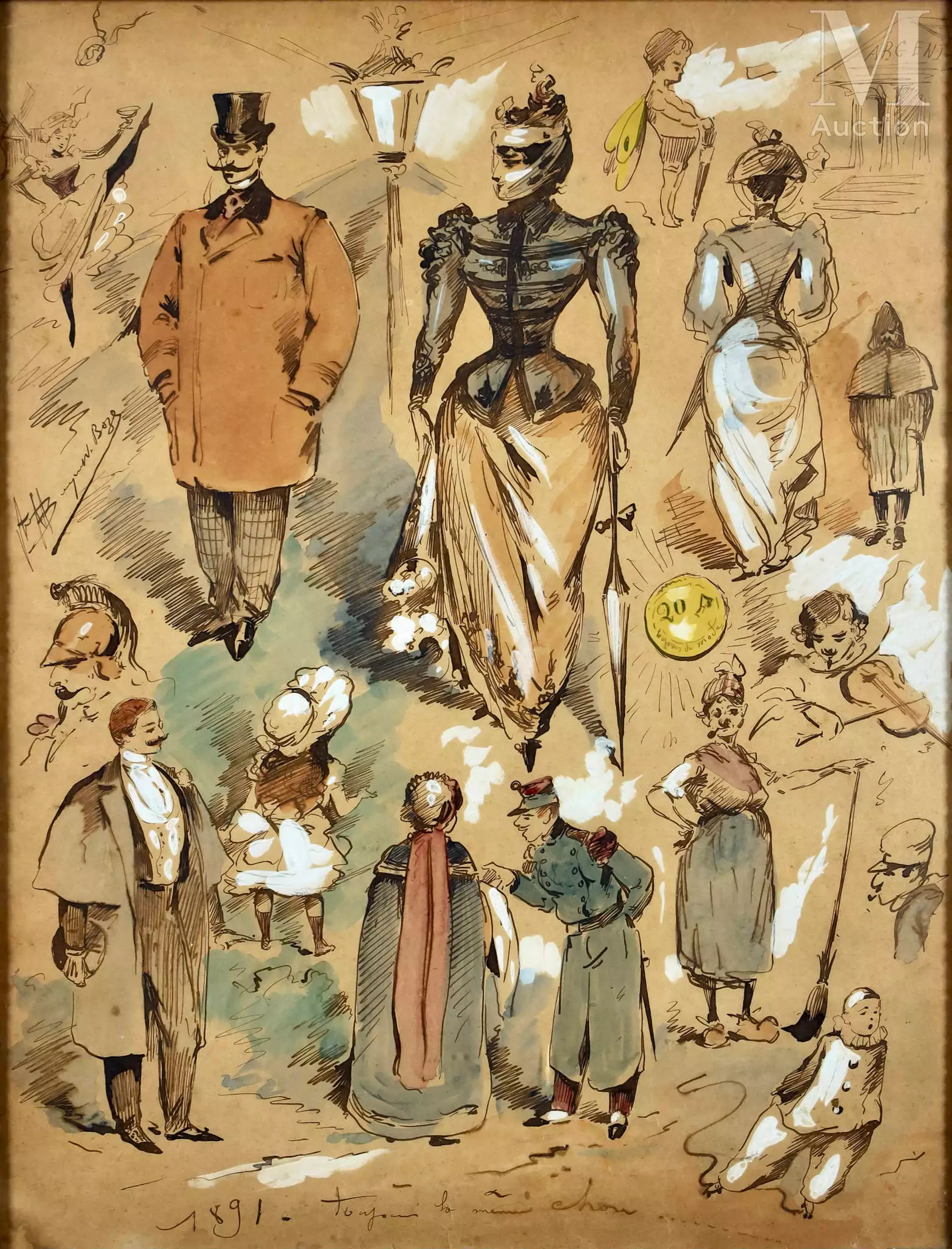 Ecole FRANCAISE du XIXème siècle "Toujours la même chose, 1891"