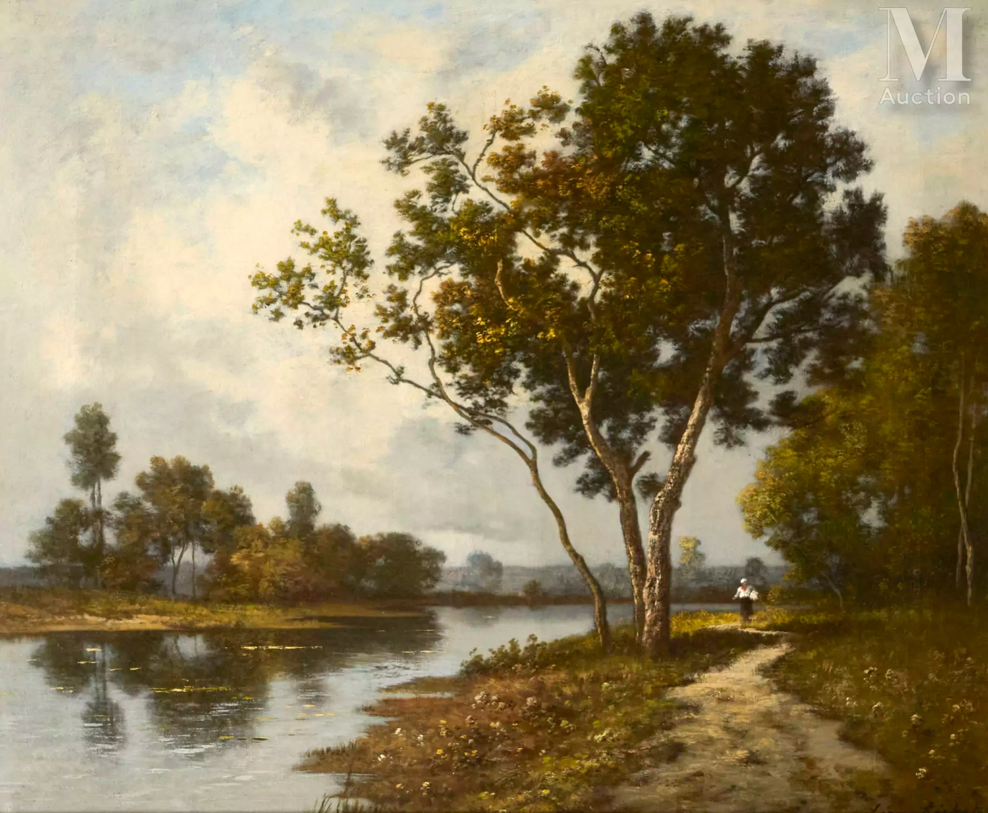 Léon RICHET (1847-1907) Paysage de Barbizon
