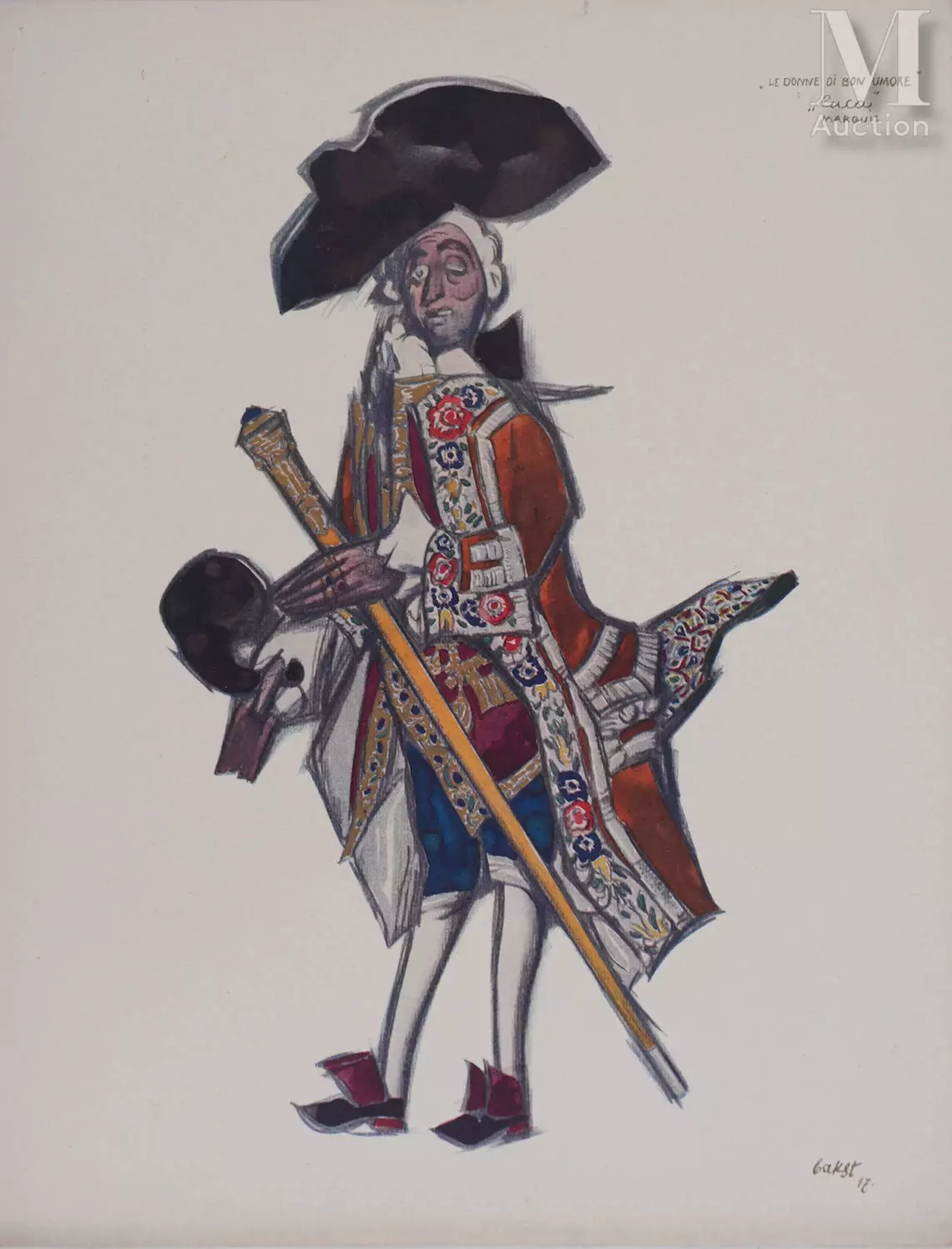 BAKST Léon Marquis, Costume pour un théâtre, 1917