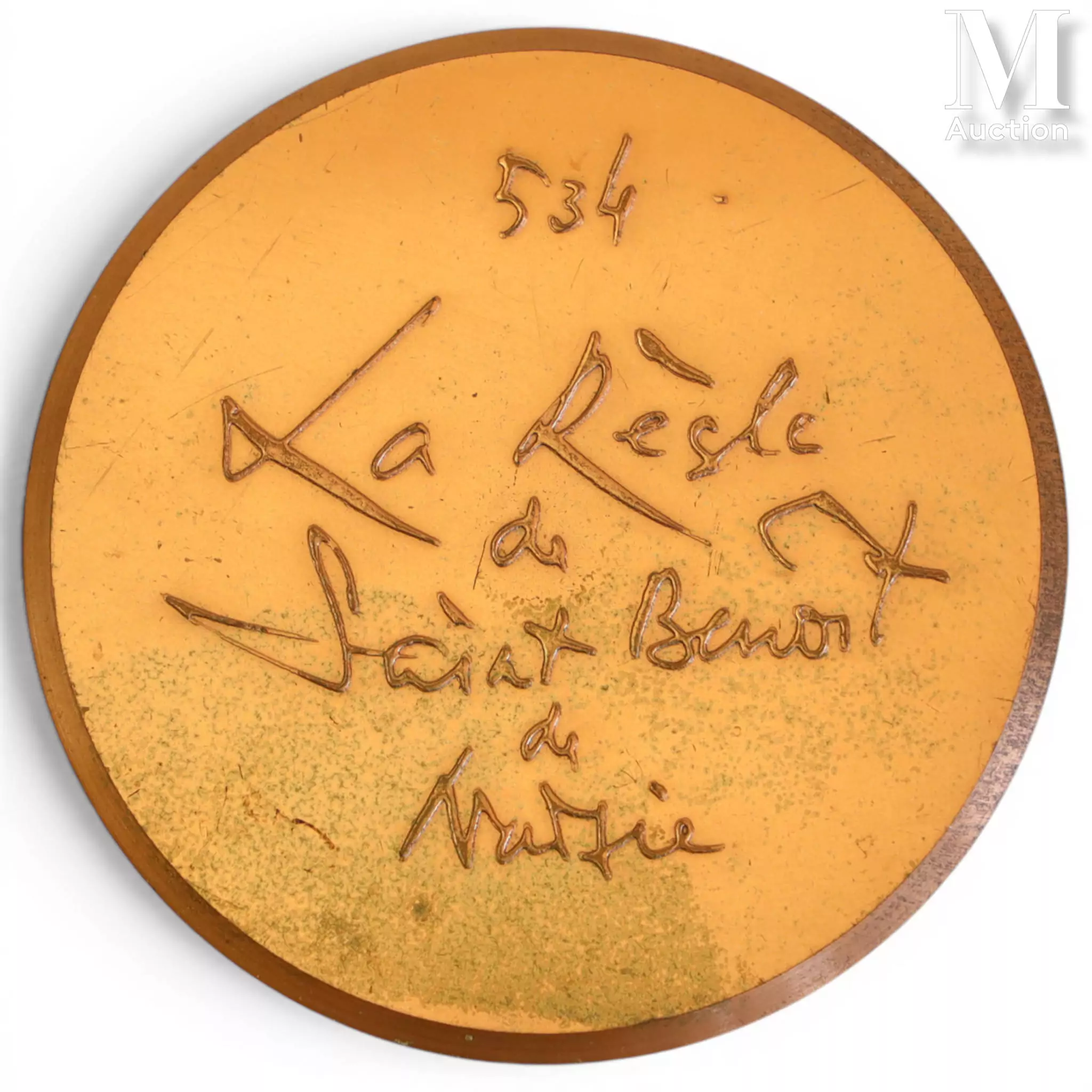 MATHIEU Georges (1921-2012) Médaille en bronze "La règle de Saint