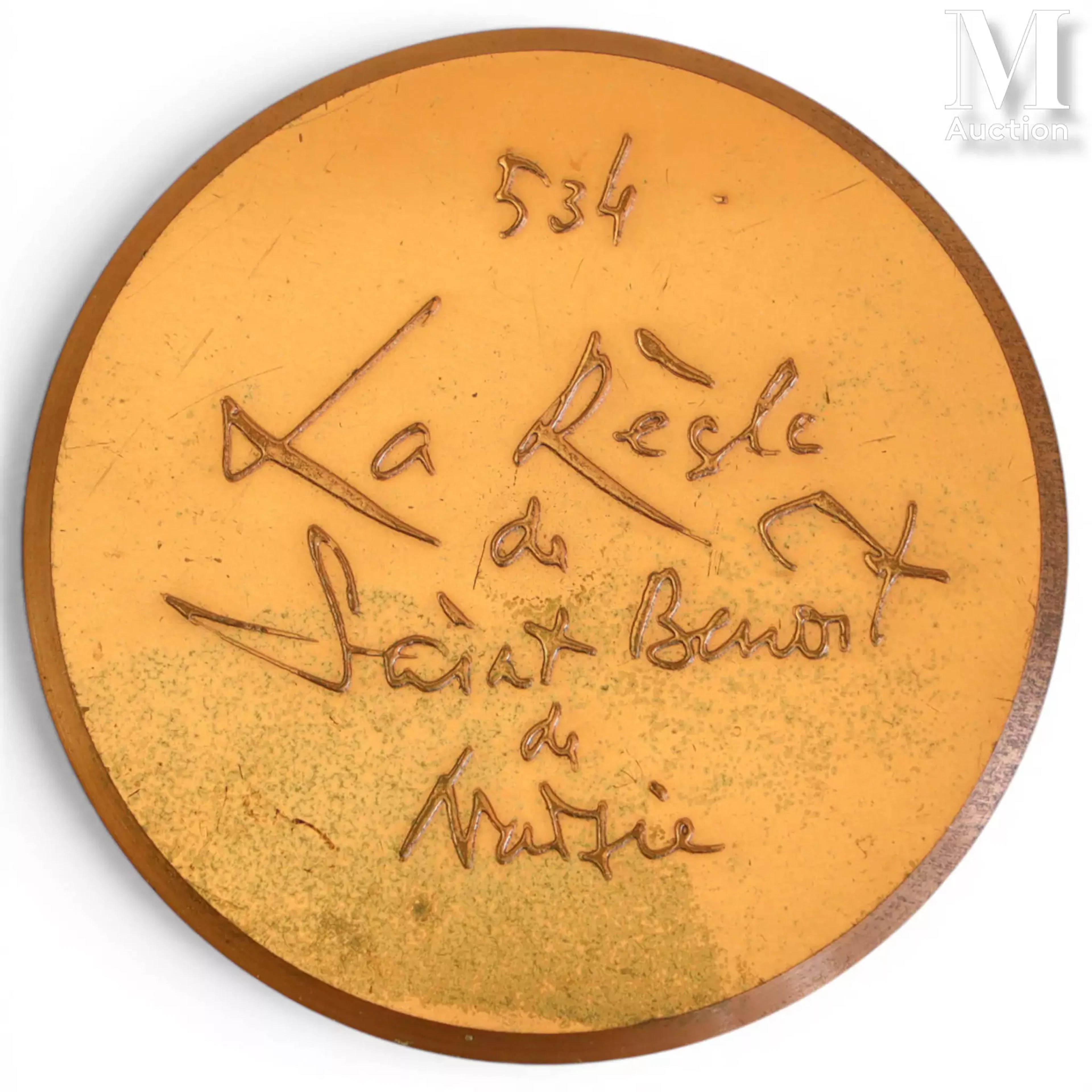 MATHIEU Georges (1921-2012) Médaille en bronze "La règle de Saint