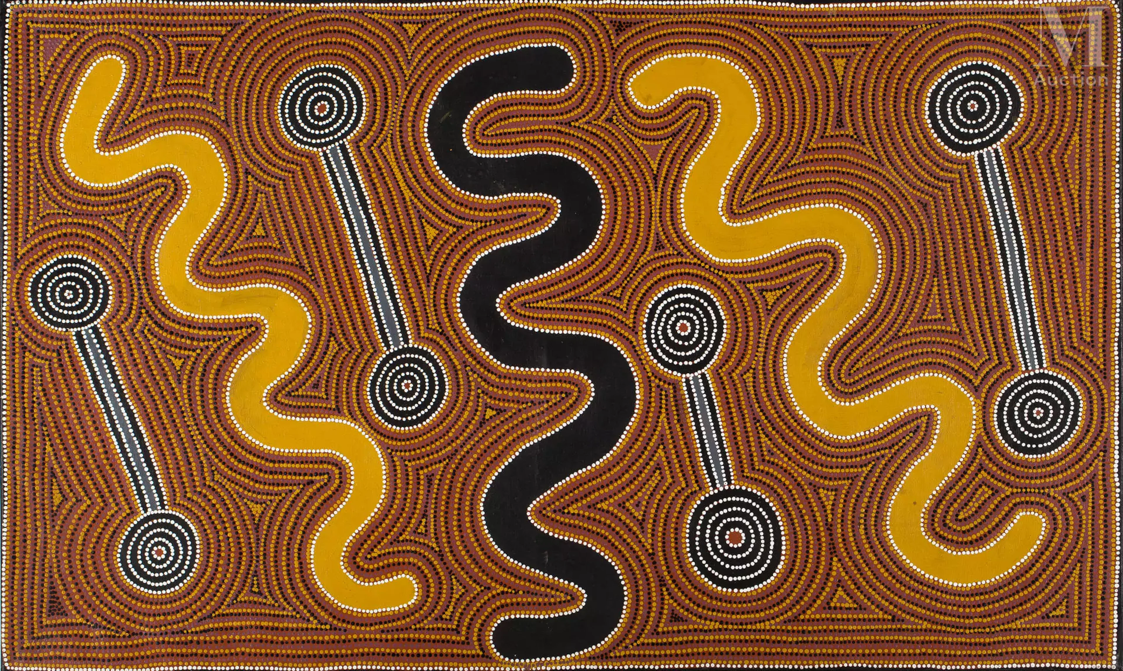 Lindsay Bird Mpetyane (c. 1935 - ) Carpet Snake Dreaming, 1997