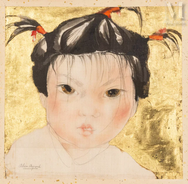 Ⓟ ALIX AYMÉ (1894-1989) "Portrait d'une petite pékinoise"