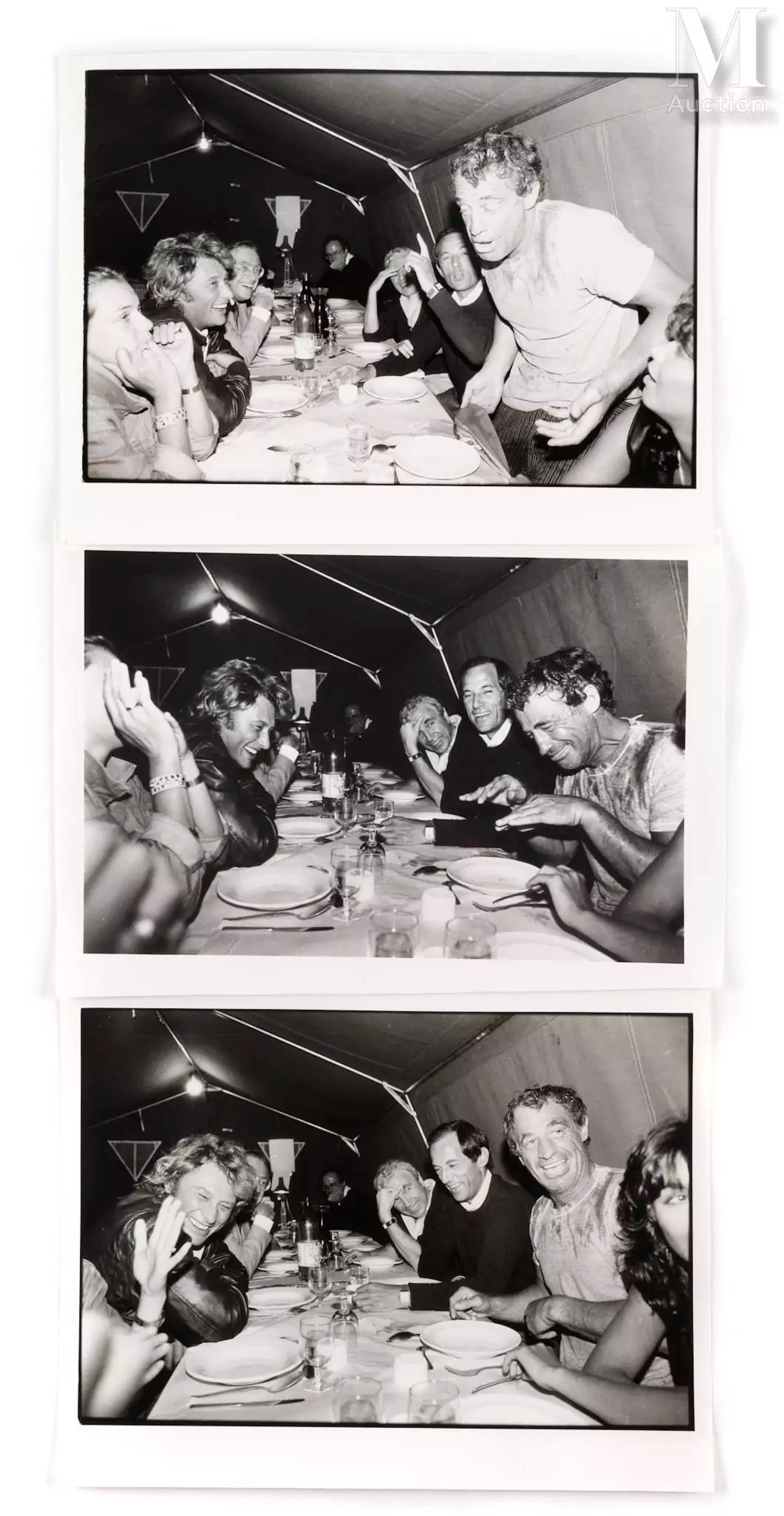 Jean-Paul BELMONDO Avec Johnny Hallyday et René Chateau lors d'un
